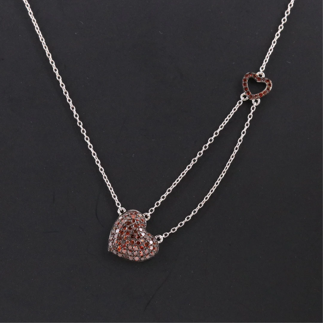 Sterling 0.30 CTW Pavé Diamond Heart Split Chain Necklace