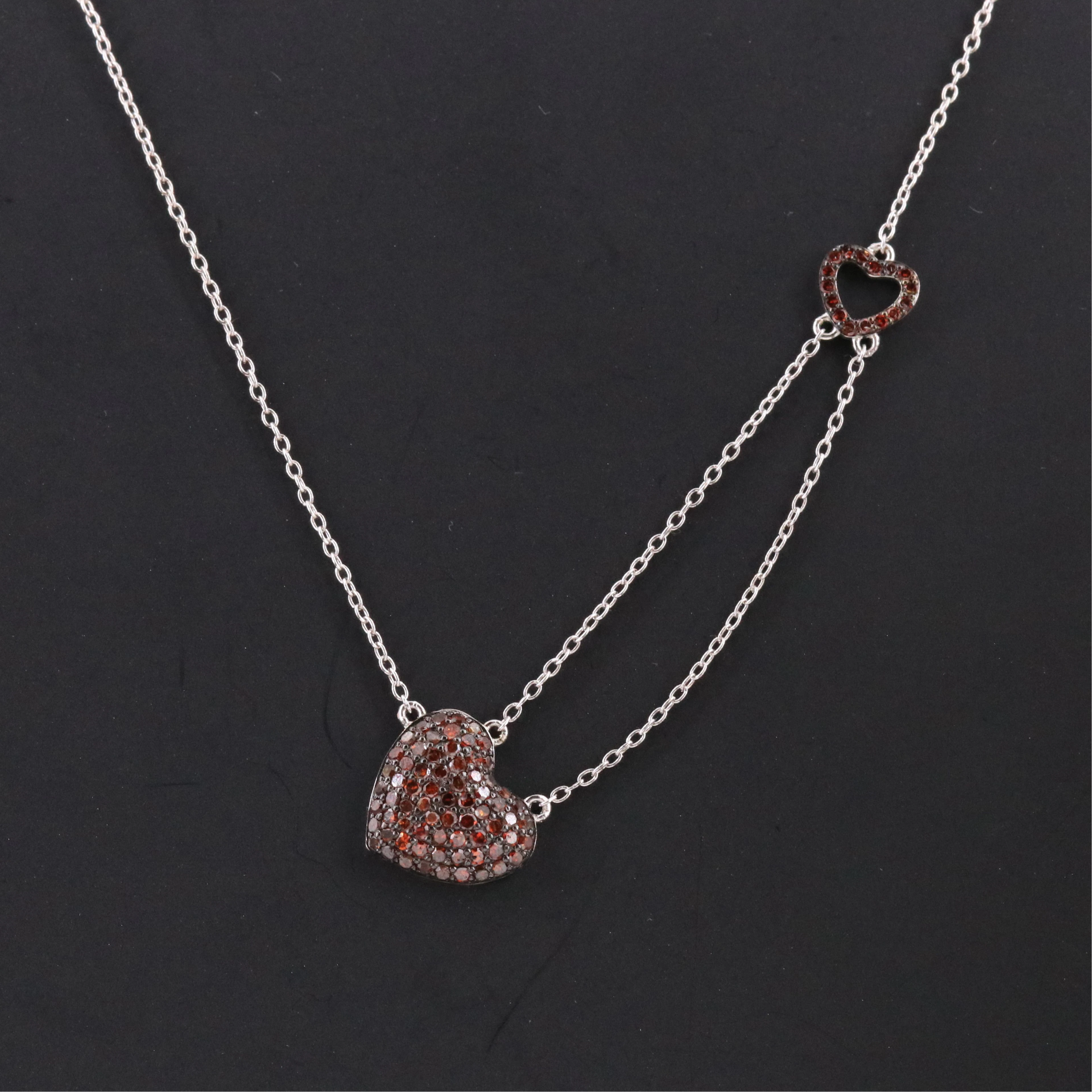 Sterling 0.30 CTW Pavé Diamond Heart Split Chain Necklace