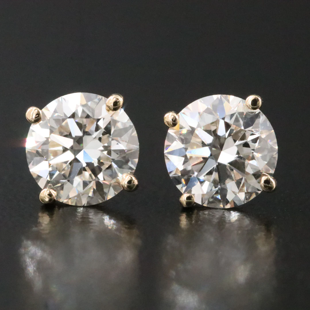 14K 2.97 CTW Lab Grown Diamond Solitaire Earrings with IGI Reports