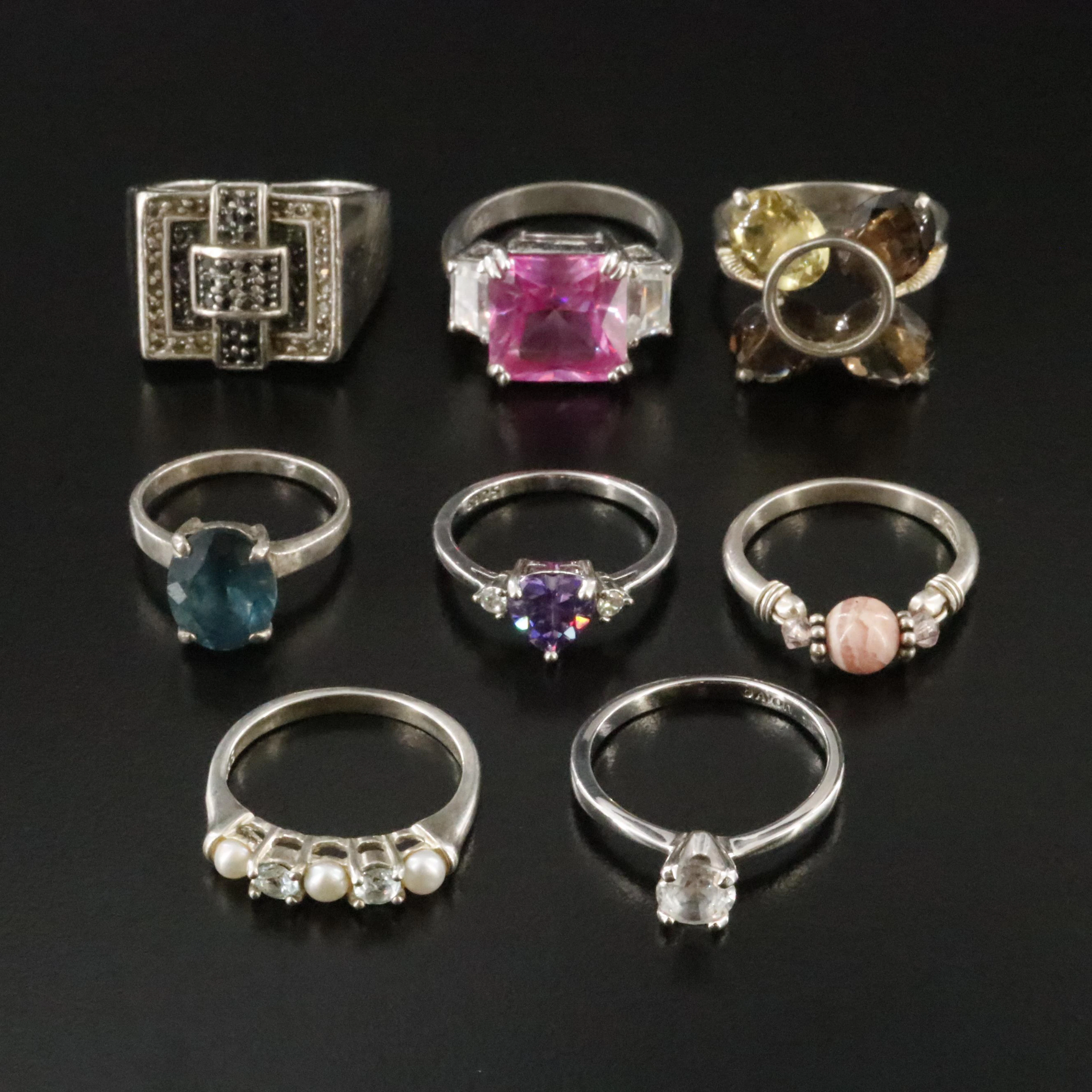 Sterling Gemstone Ring Featuring Rhodochrosite and London Blue Topaz