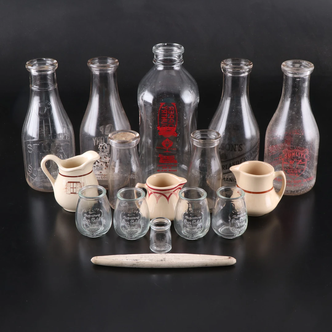 Advertising Milk Bottles and Whetstone with More Tableware, Early