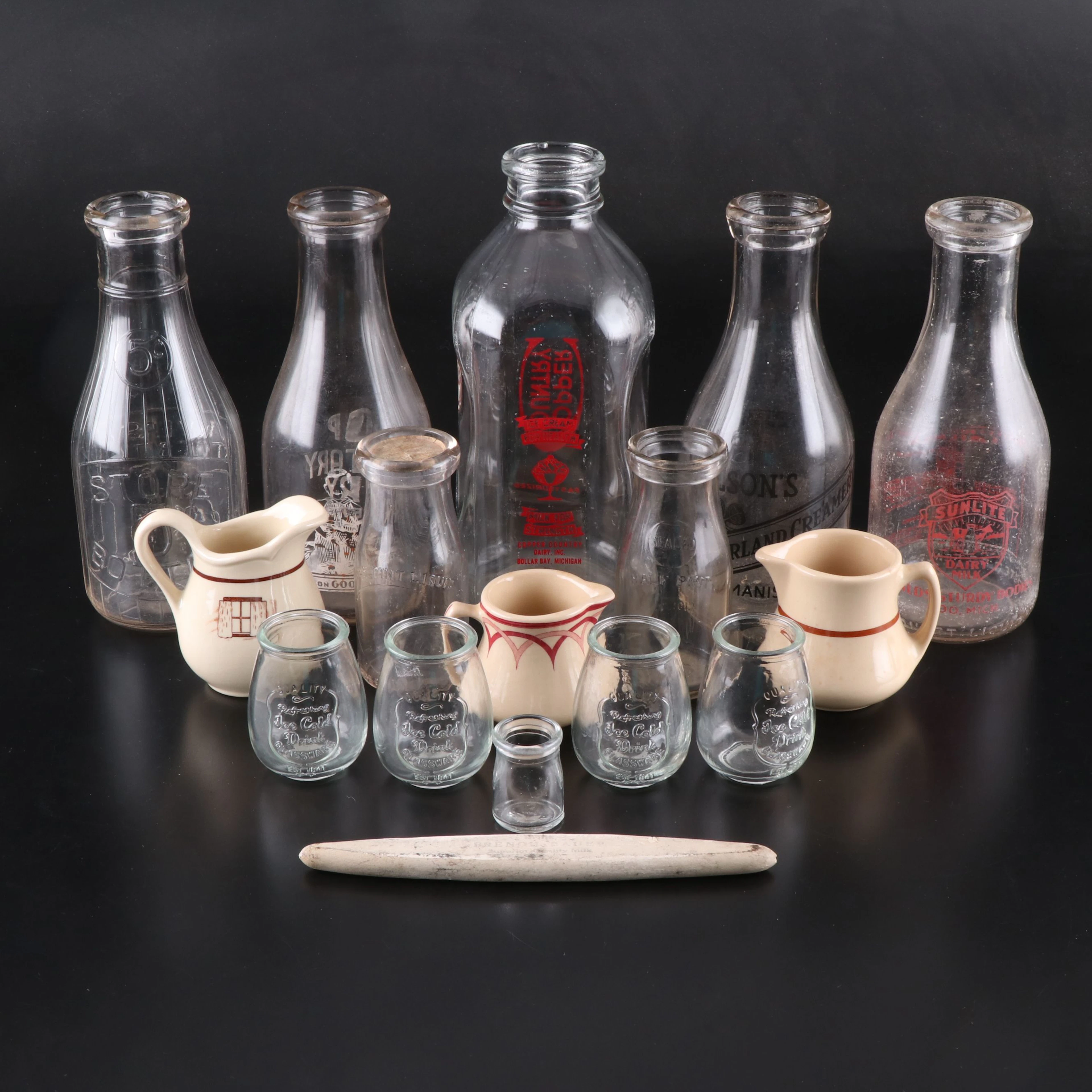 Advertising Milk Bottles and Whetstone with More Tableware, Early
