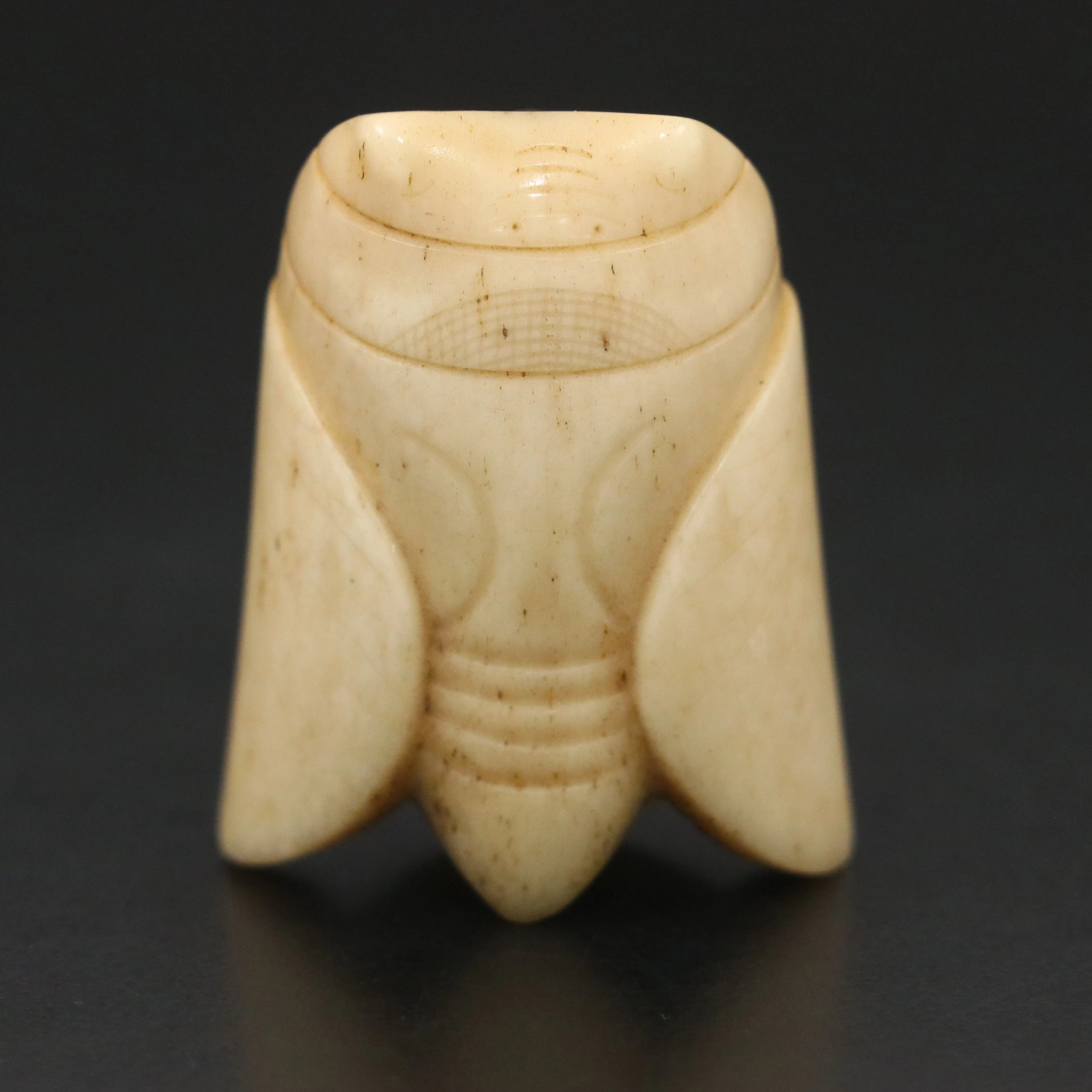 Antique Chinese Hand-Carved Bone Cicada Toggle