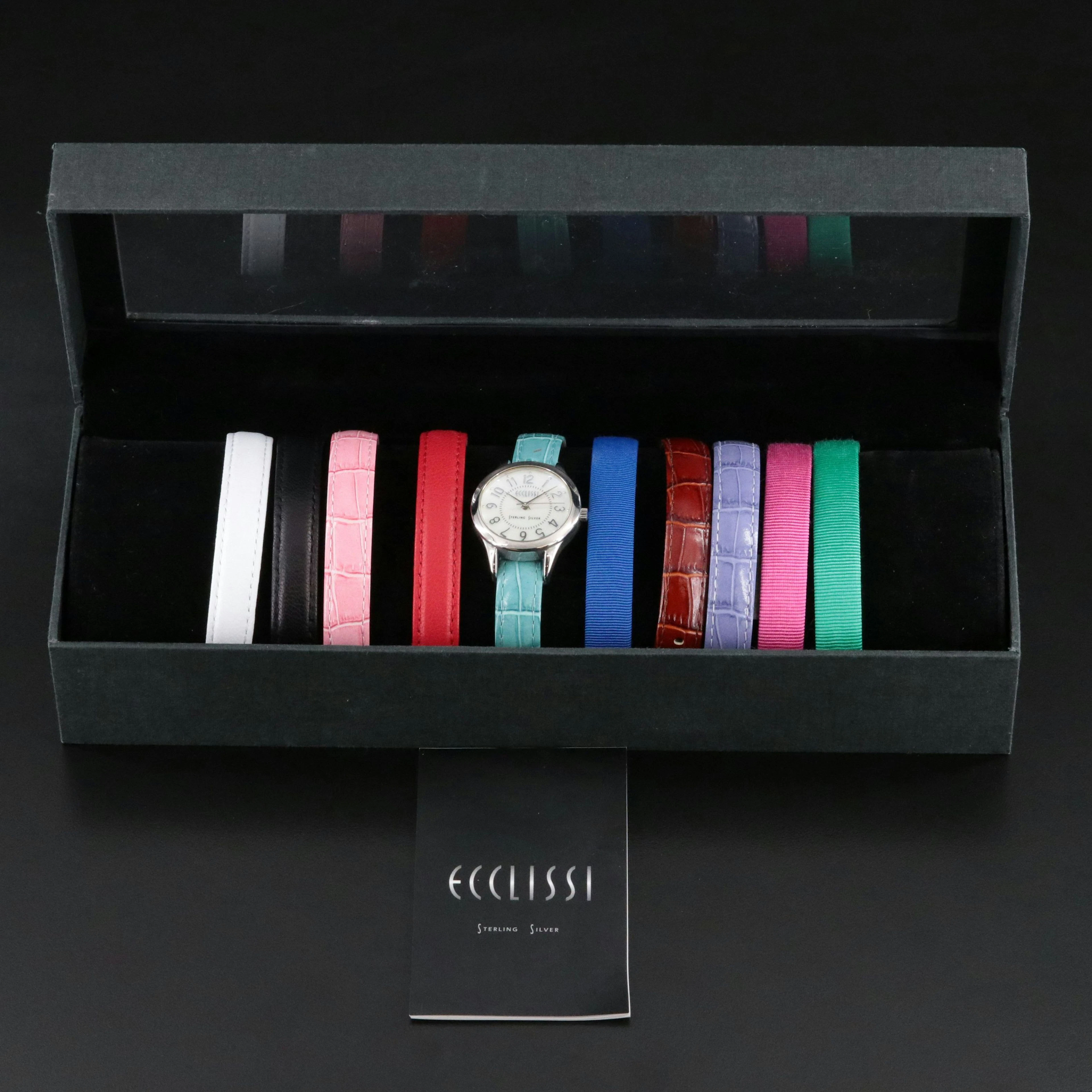 Ecclissi Sterling and Stainless Steel Watch with Nine Extra Bands