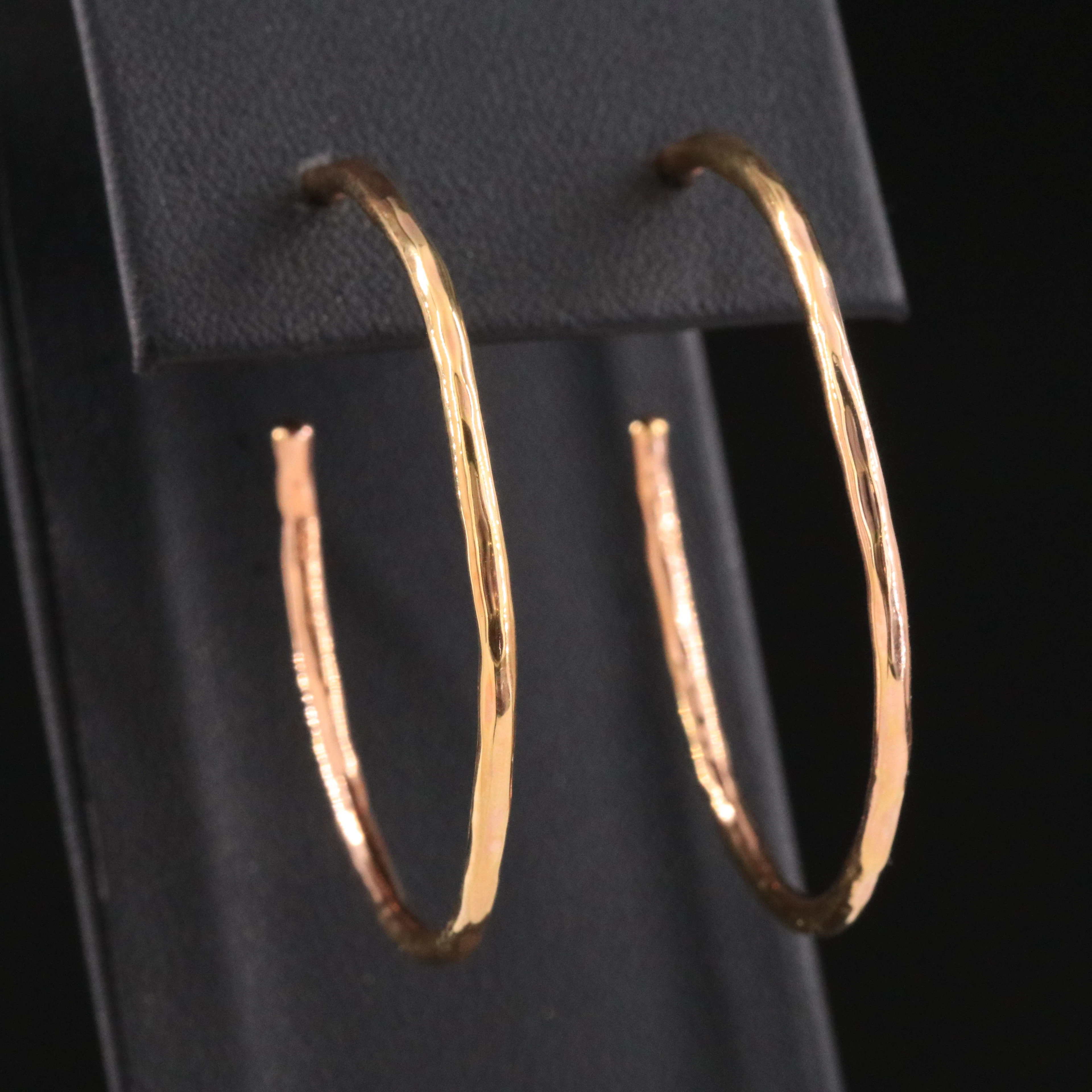 Ippolita Sterling Hammered Hoop Earrings with Rose Gold Tone Finish