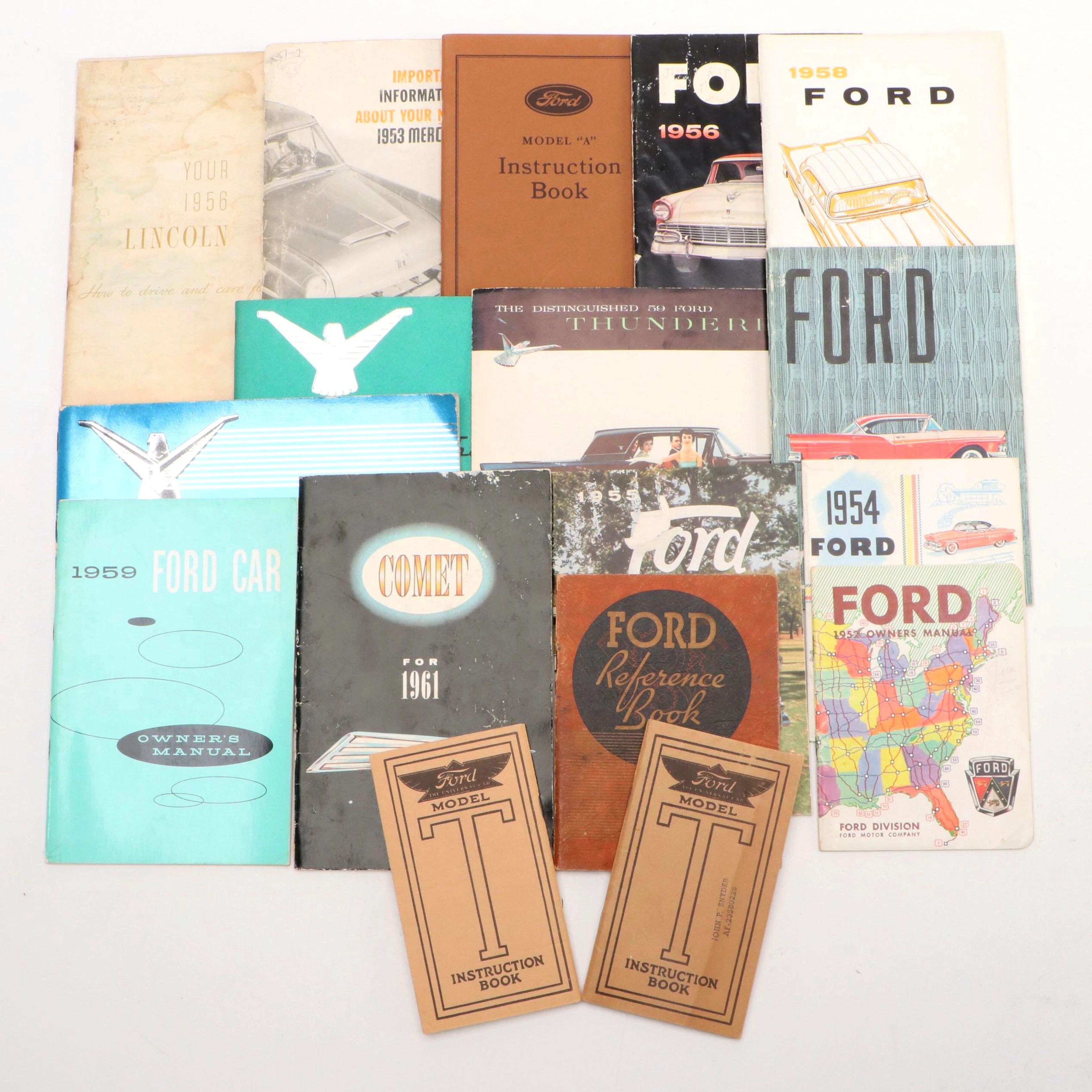 Ford Model T, Thunderbird, Model A and More Car Manuals, Mid-20th Century