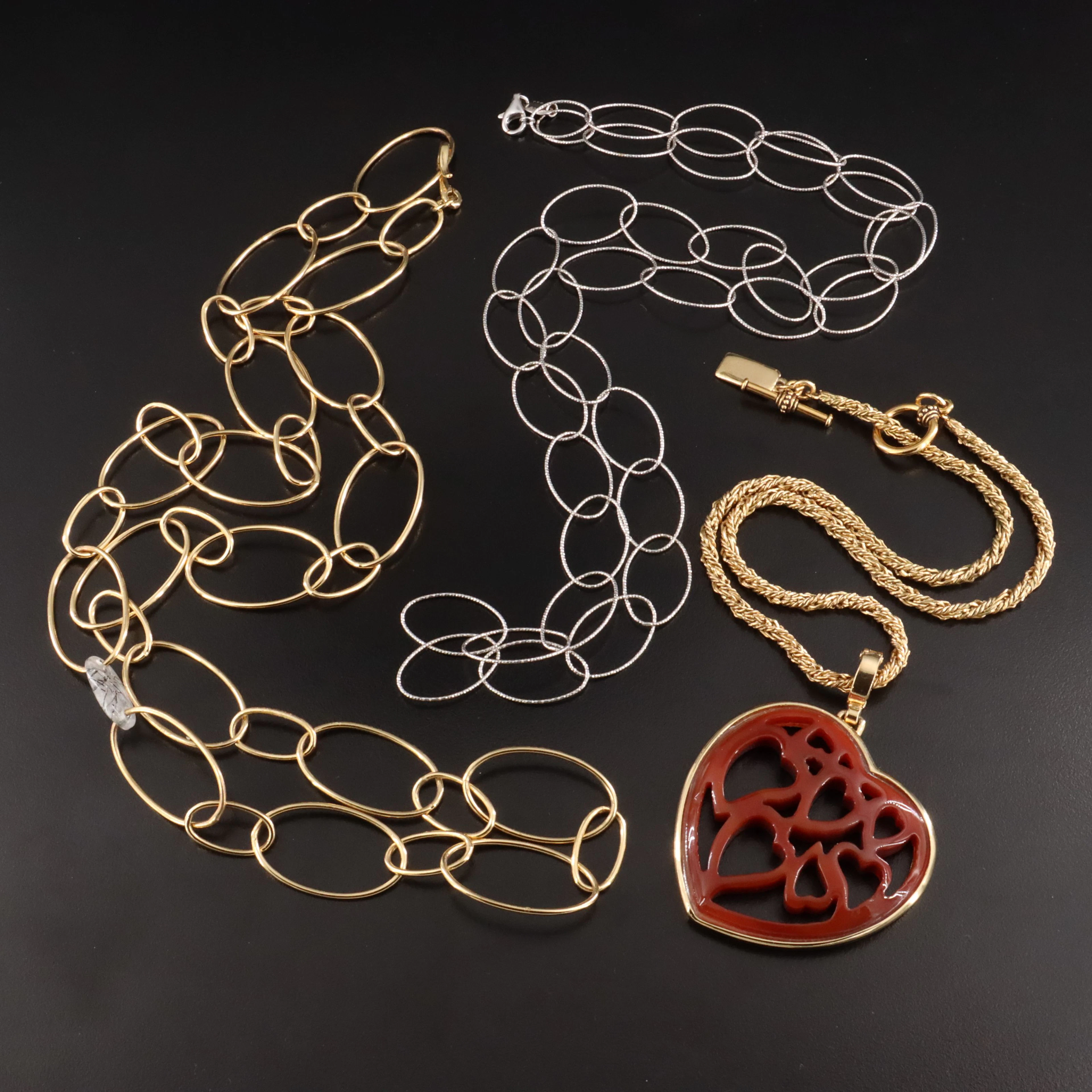 Fabrizio Giannone Carnelian & Charles Garnier Sterling Oval Featured Necklaces