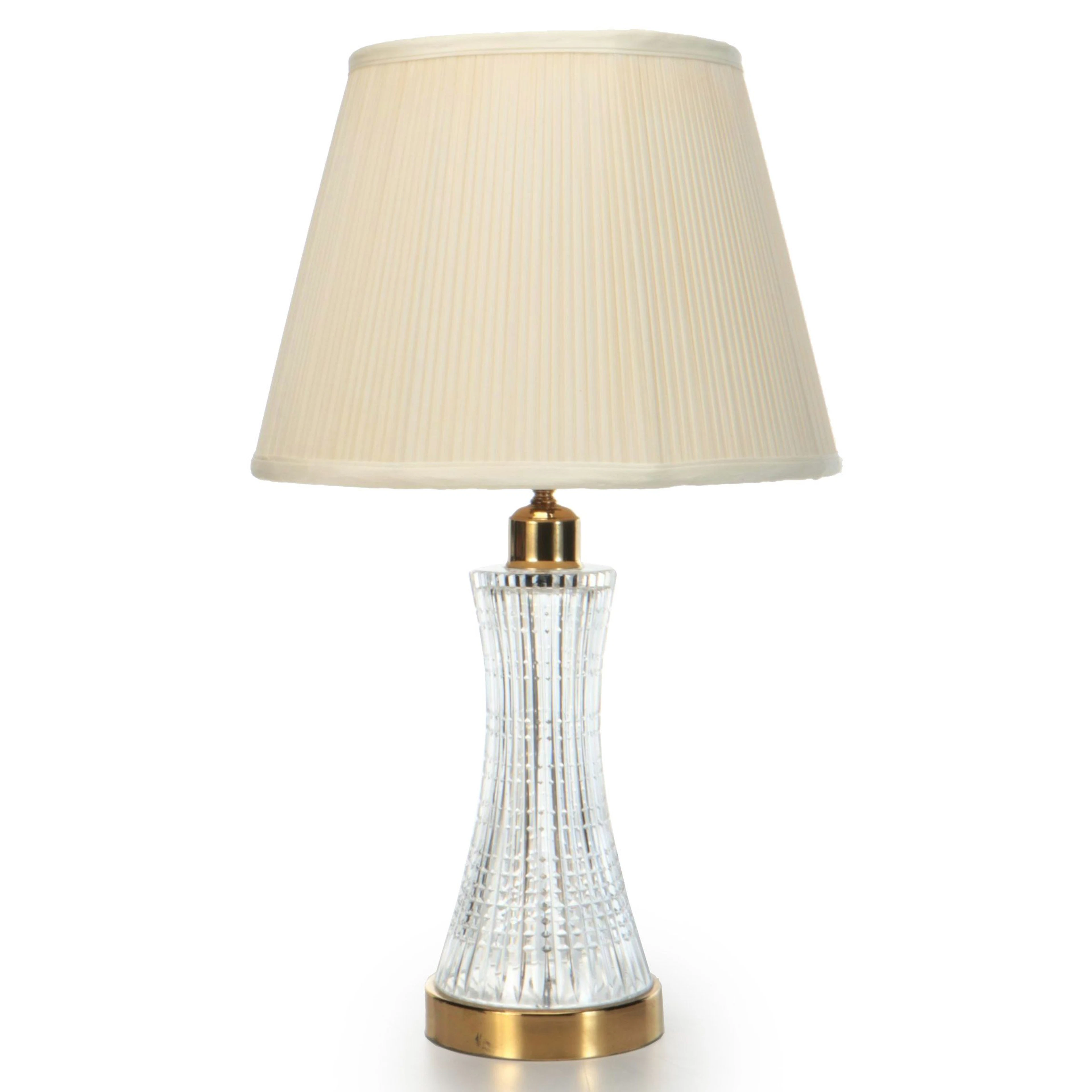 Waterford Crystal and Brass Table Lamp with Diane Silk Pleat Shade