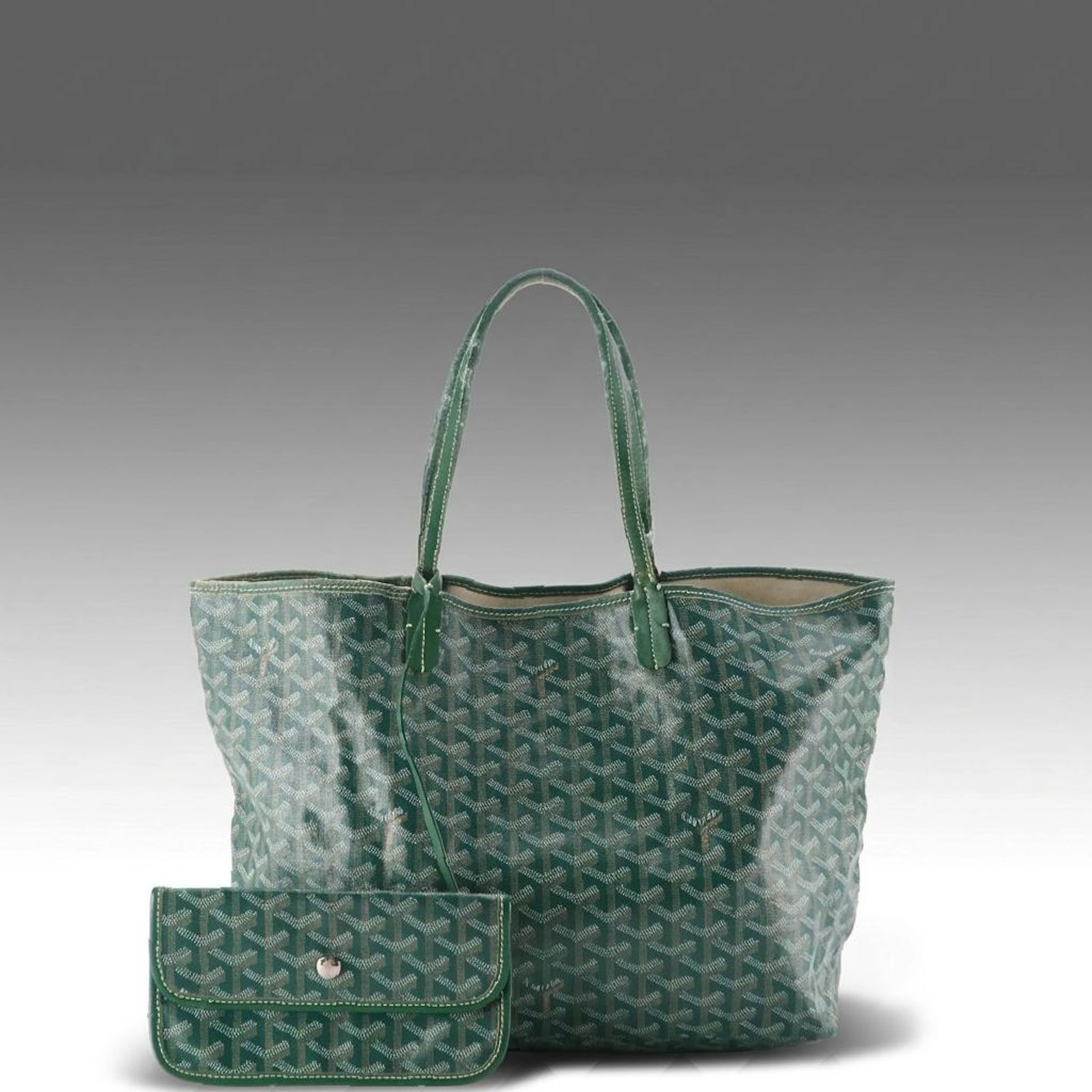 Goyard Saint Louis PM Tote with Pochette in Green Goyardine Canvas