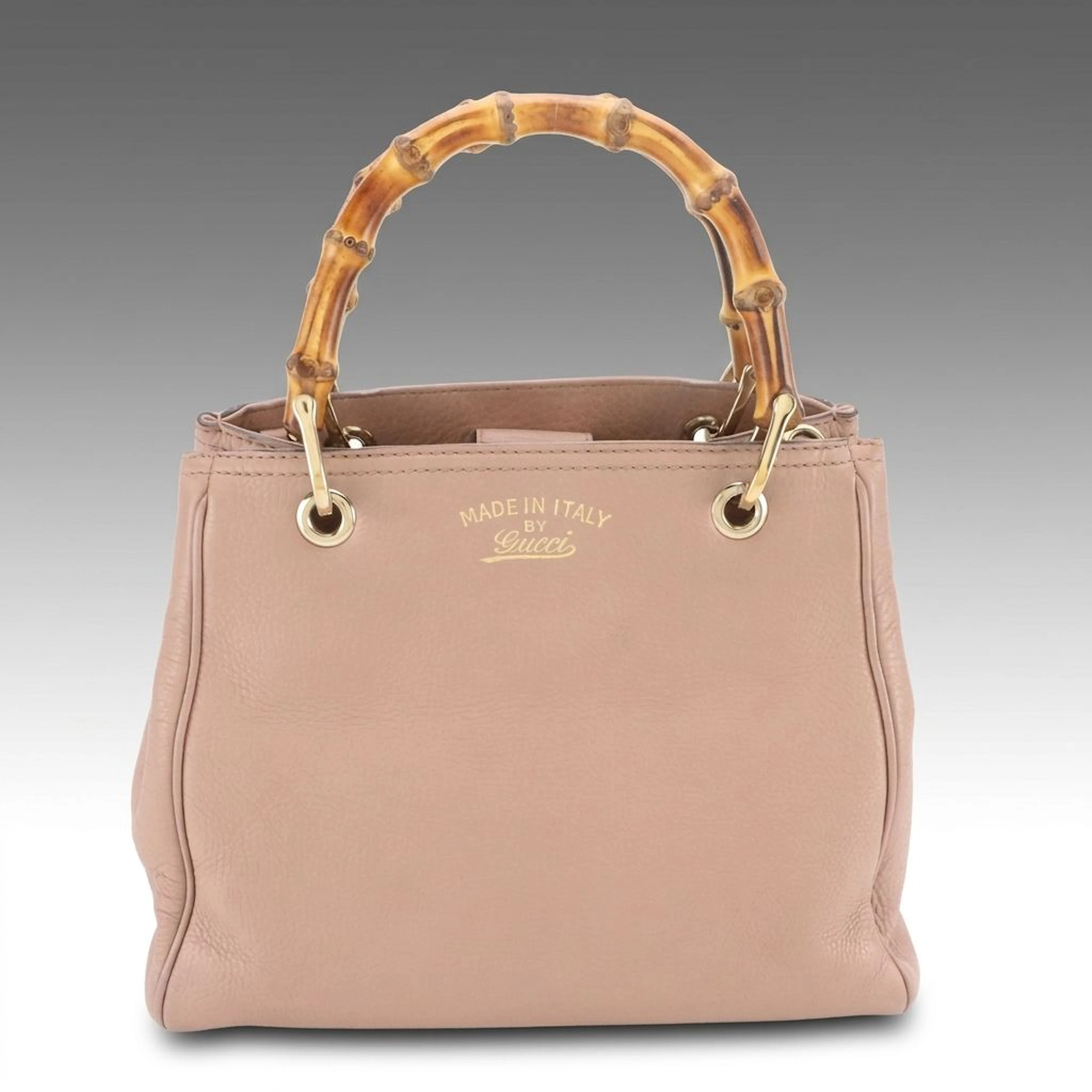 Gucci Bamboo Calfskin Pebble Grain Leather 2-Way Tote Bag