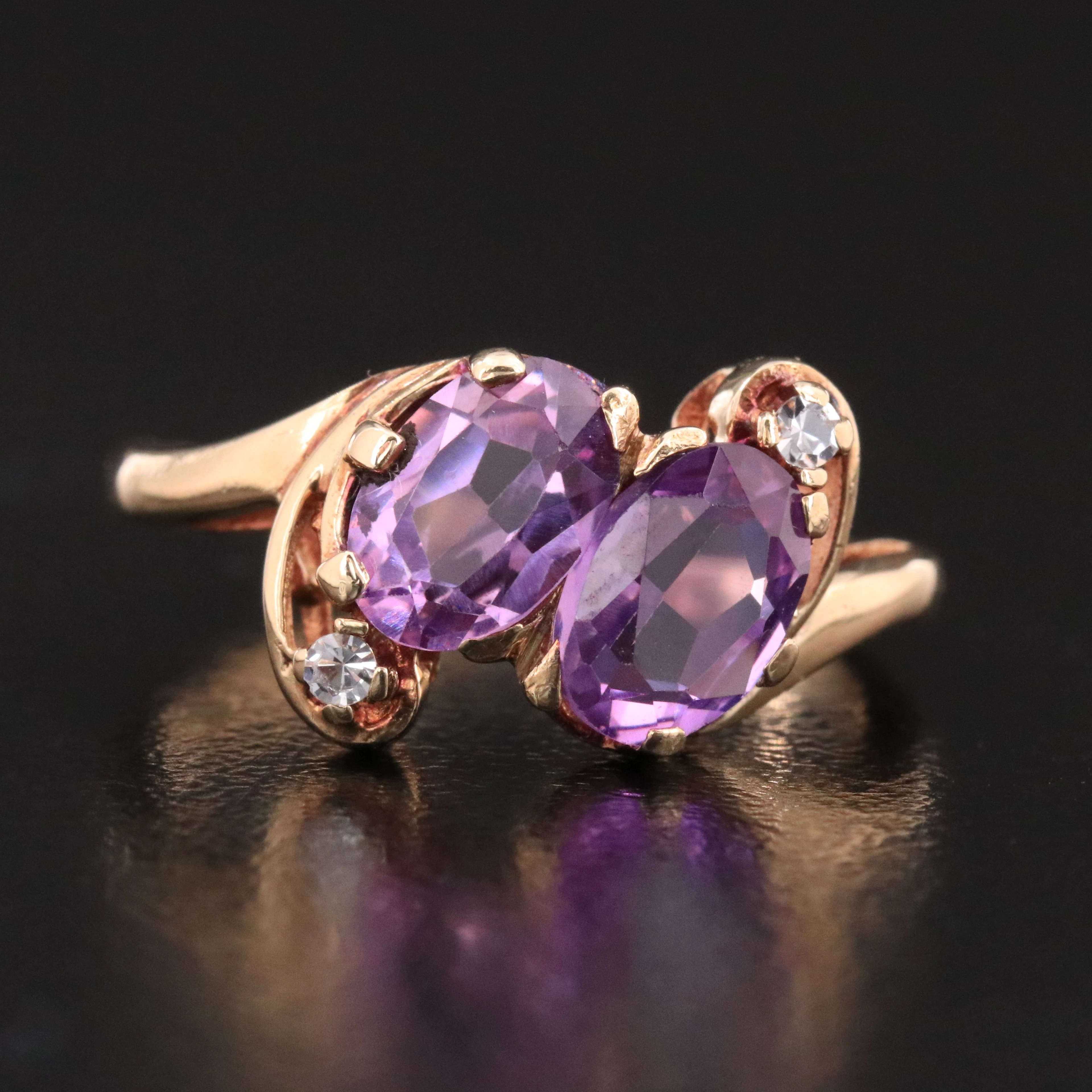 Vintage 10K Sapphire and Spinel Ring
