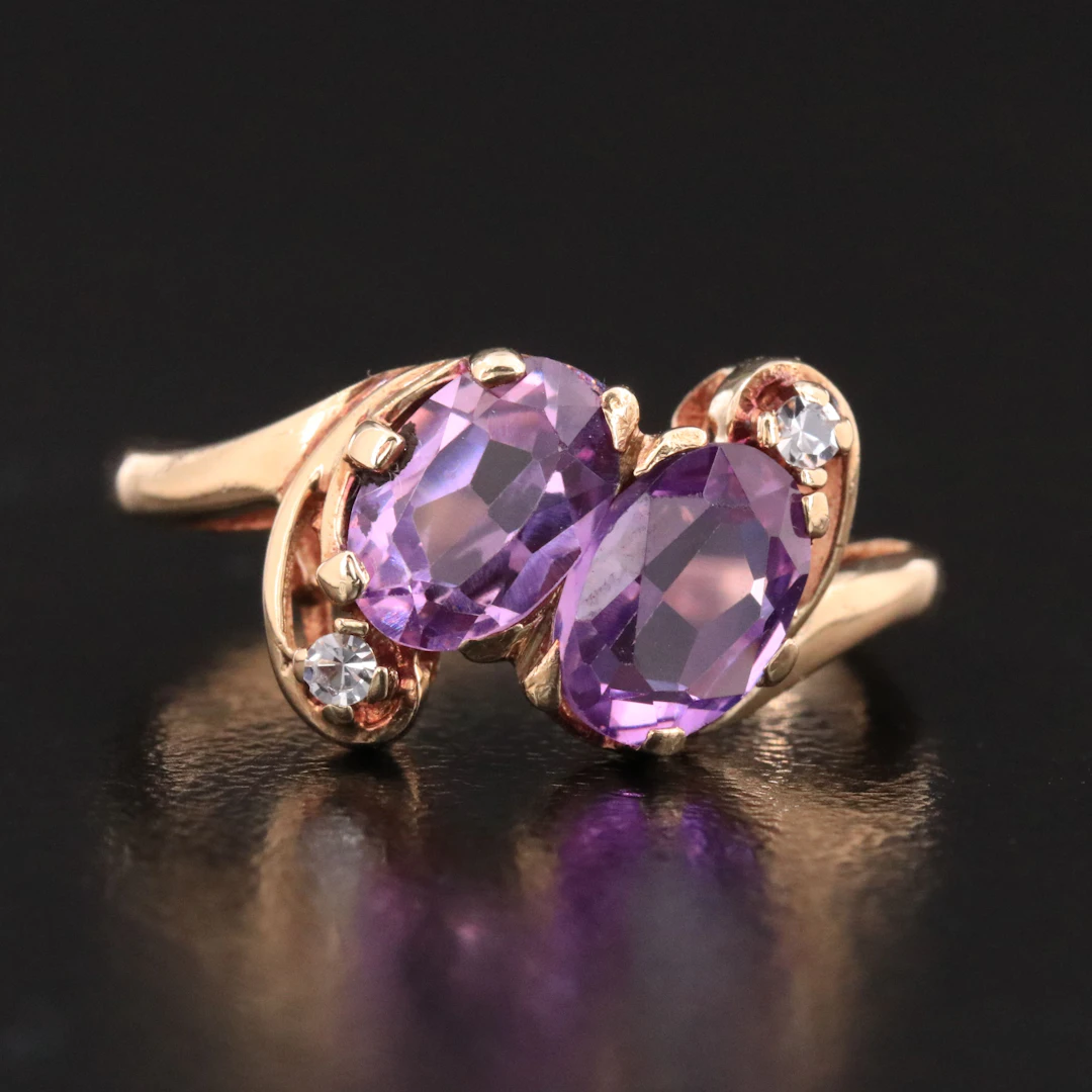 Vintage 10K Sapphire and Spinel Ring