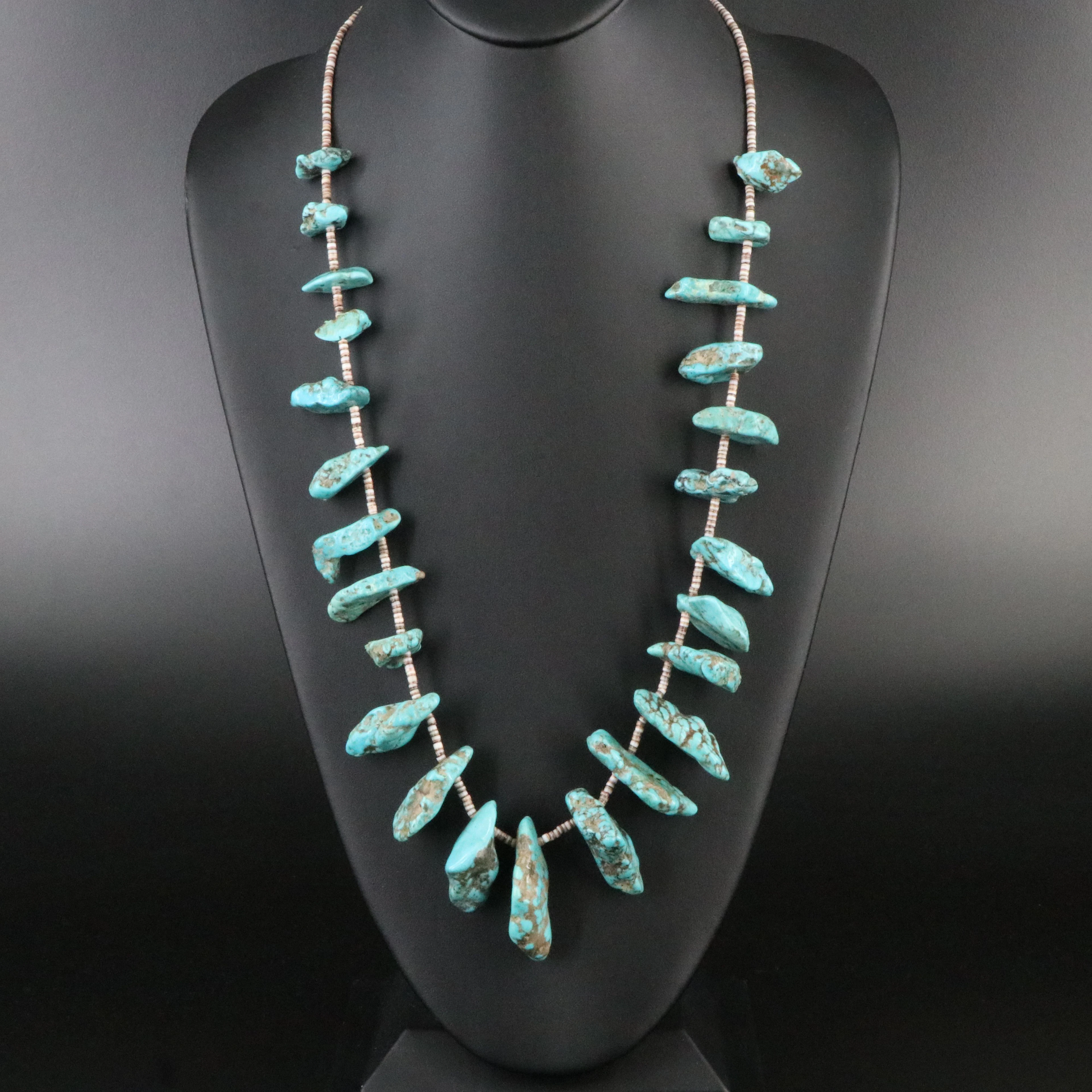 Southwestern Graduated Turquoise and Shell Heishi Bead Necklace