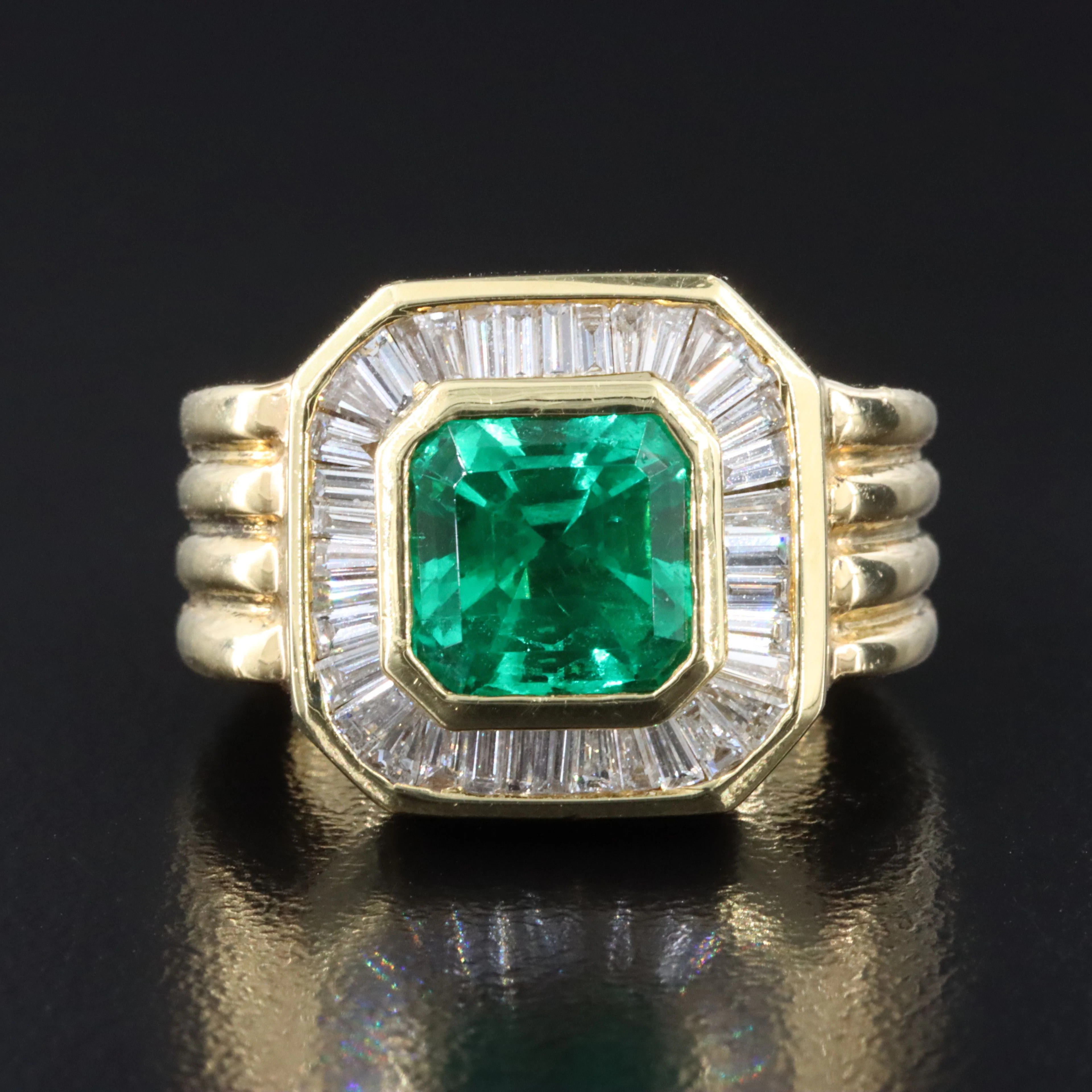 18K 3.03 CT Colombian Emerald and 1.09 CTW Diamond Ring with GIA Report