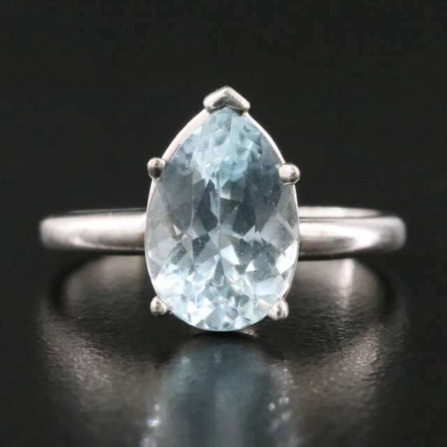 14K Blue Topaz Solitaire Ring
