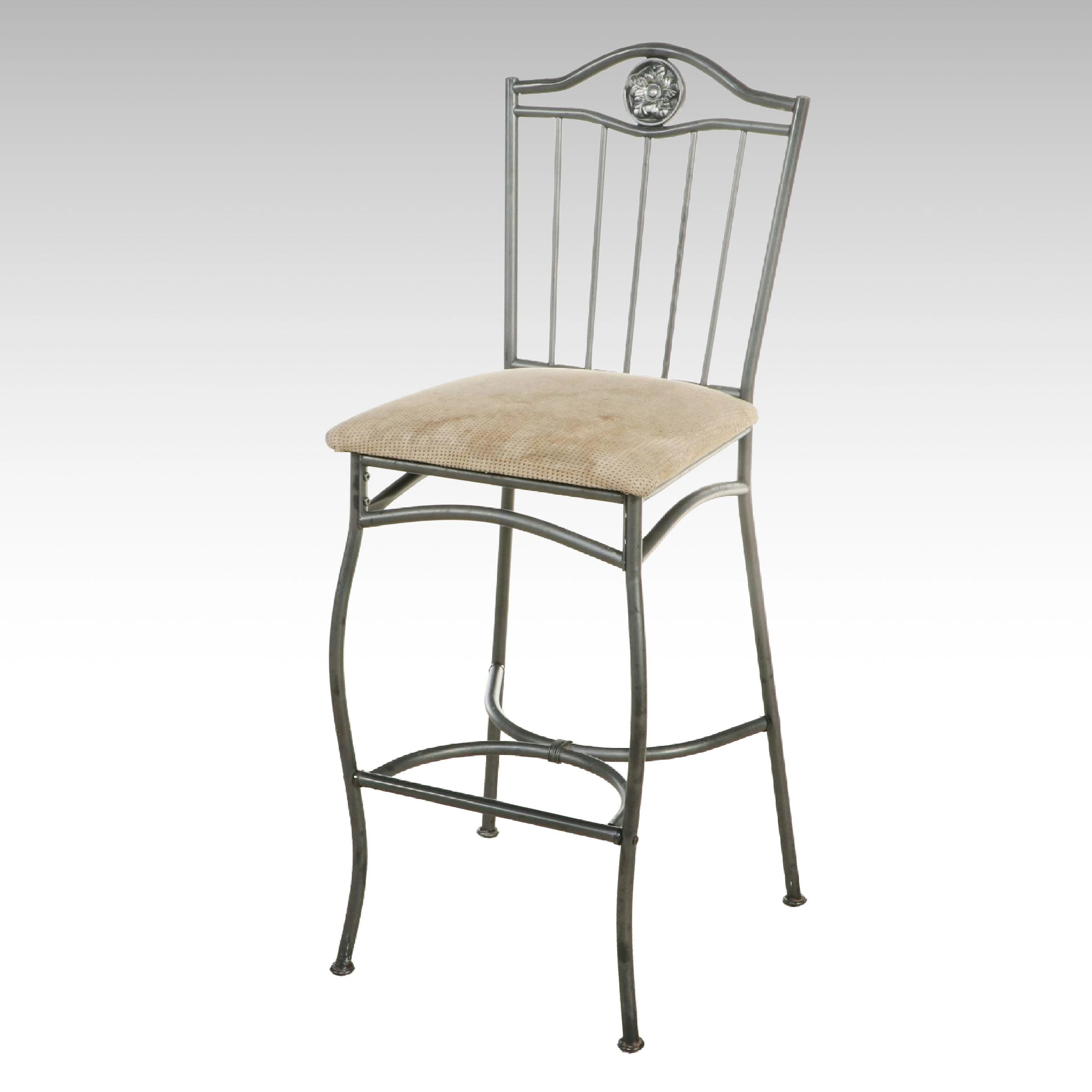 Metal Bar Stool with Upholstered Seat