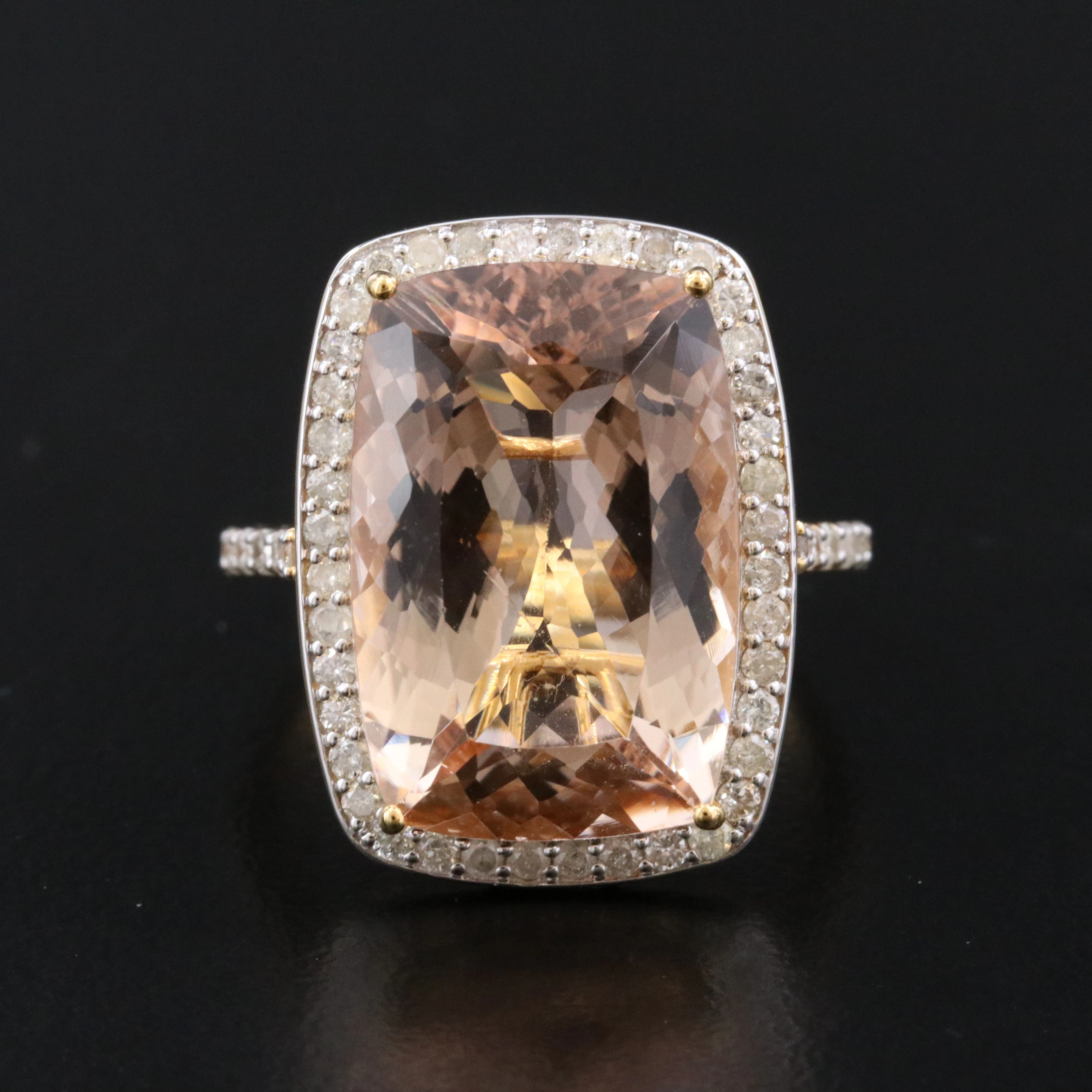 14K 10.32 CT Morganite and Diamond Ring