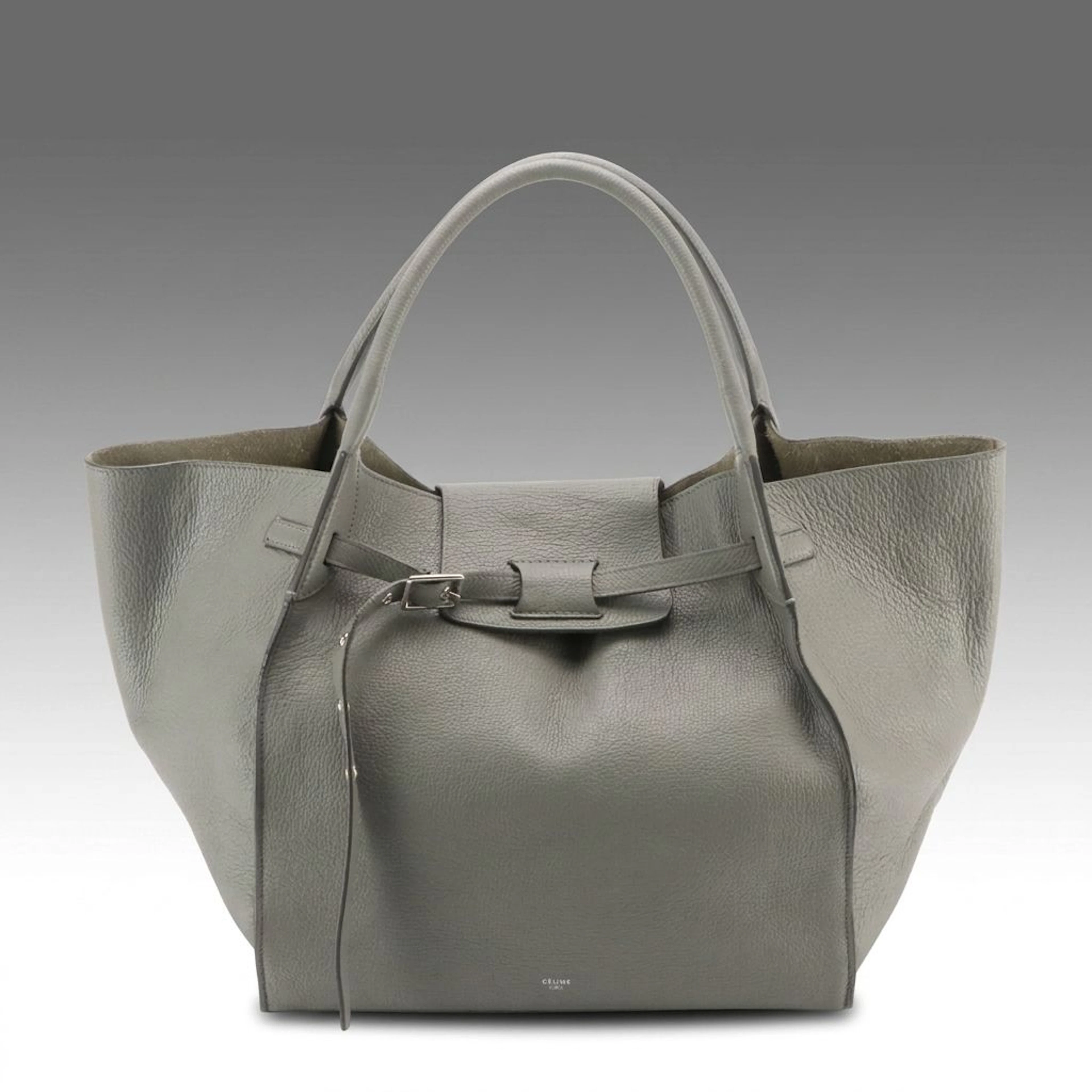 Celine Big Bag Tote in Grey Grained Calfskin Leather