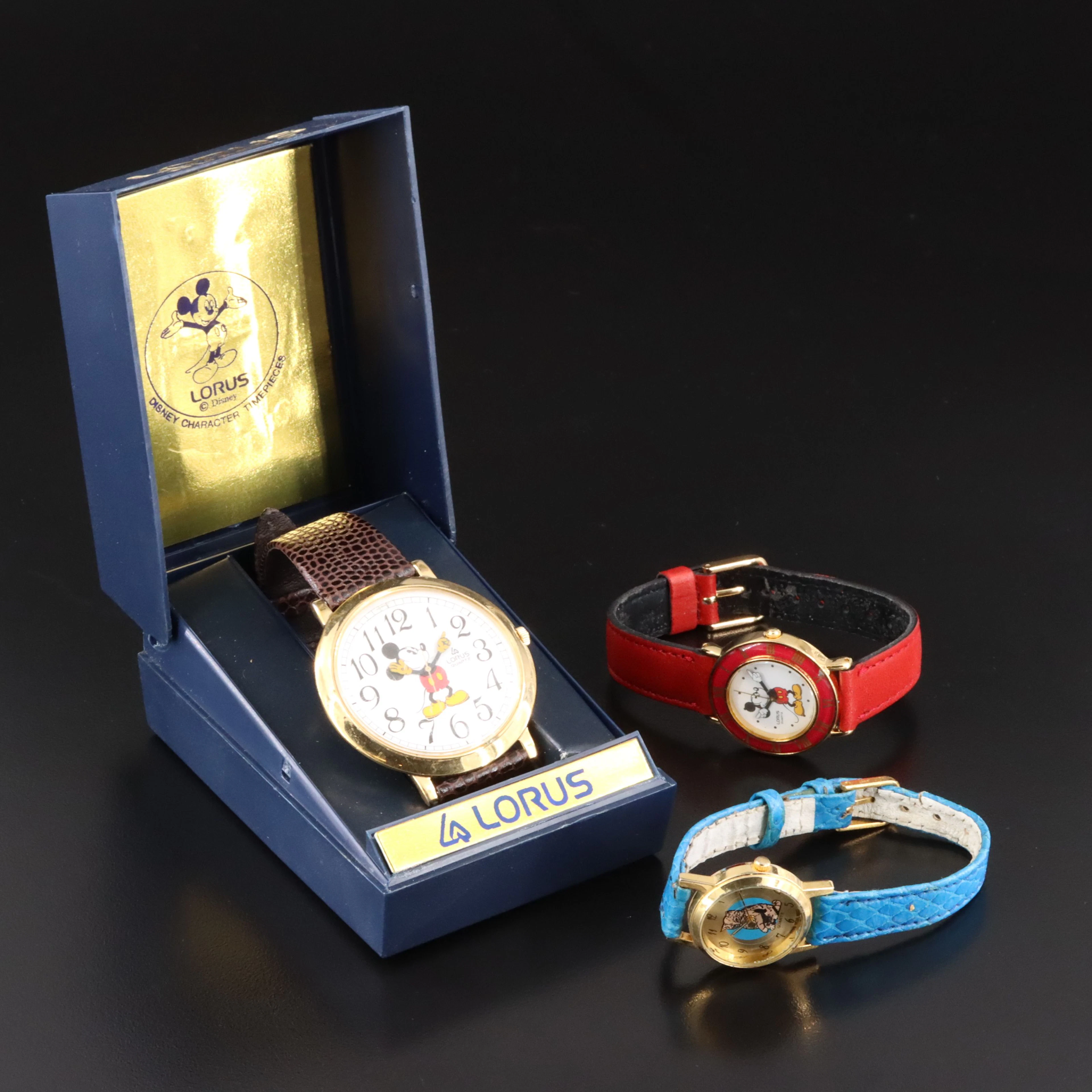 Mickey Mouse and Cat & Mouse Enamel and Gold Tone Quartz Watch Selection