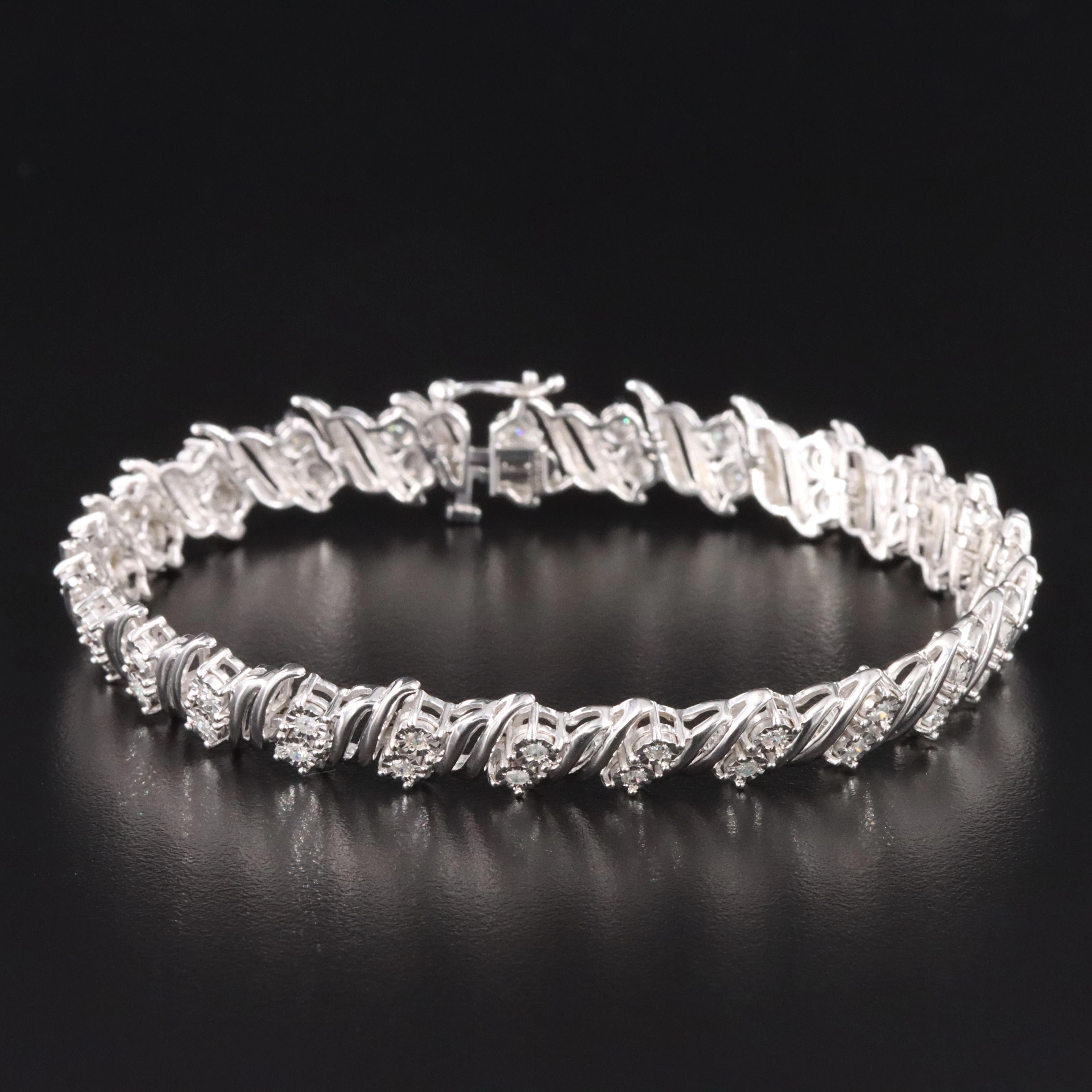 Sterling Diamond Link Bracelet