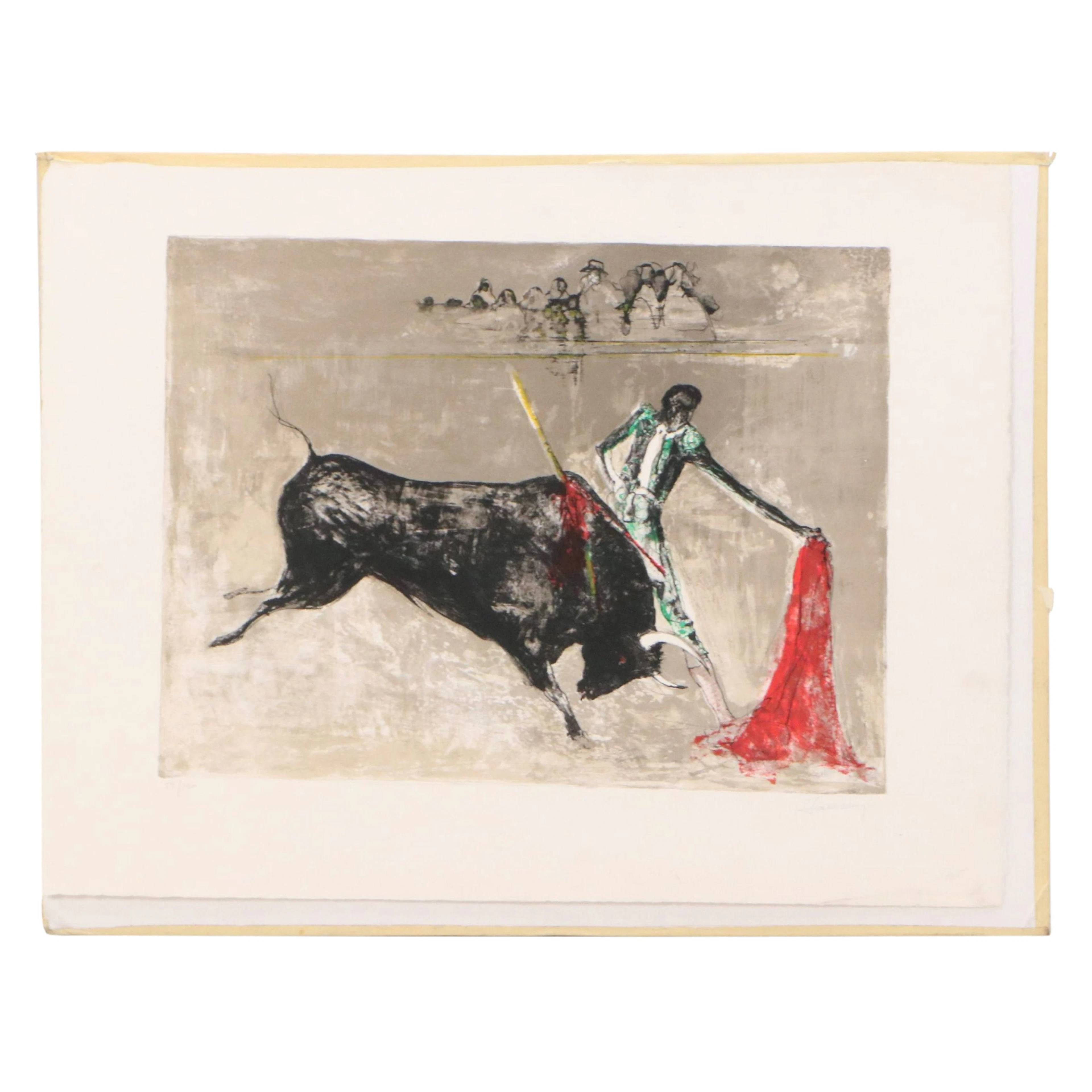 Jean Leon Jansen Lithograph of Bullfight