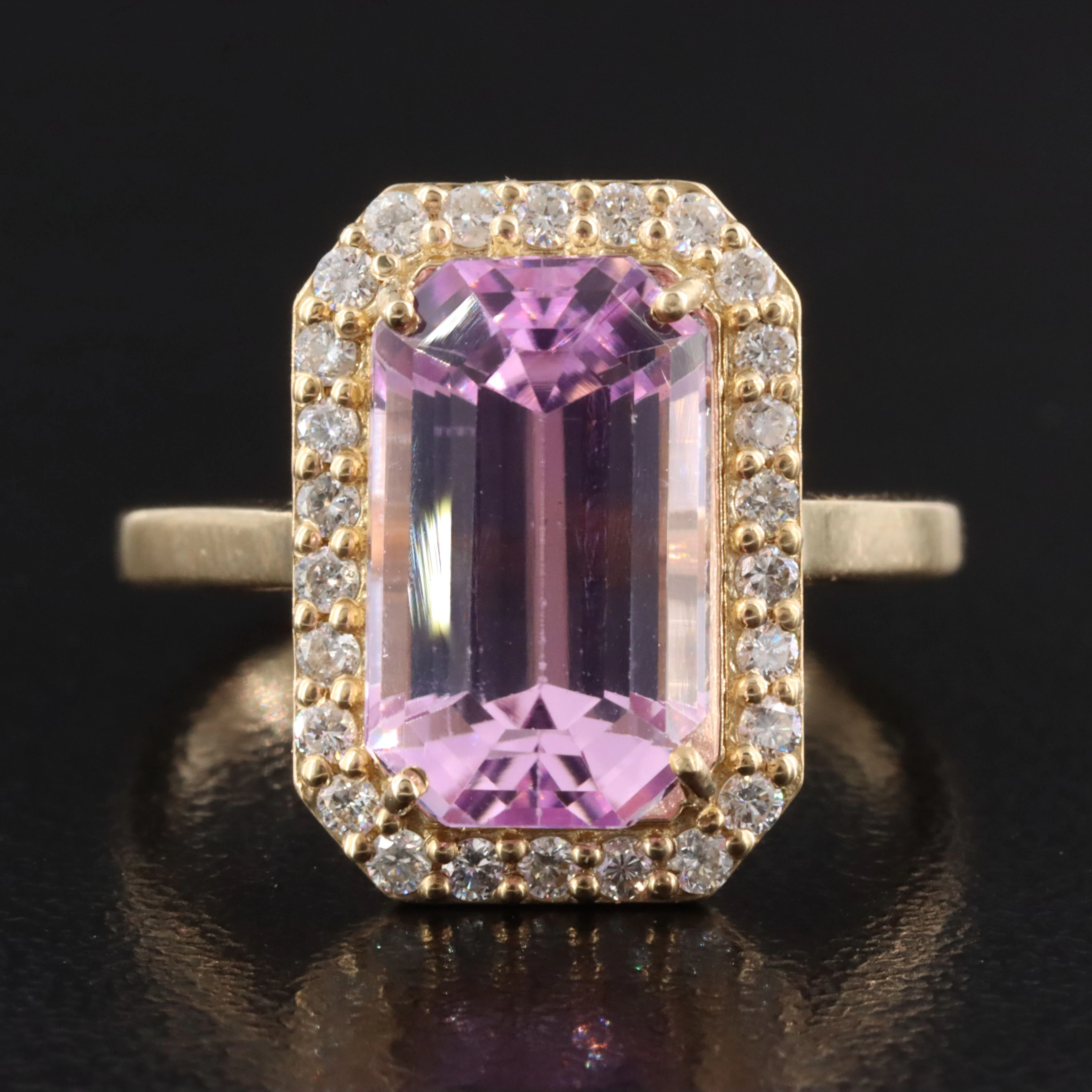 14K 5.36 CT Kunzite and Diamond Ring