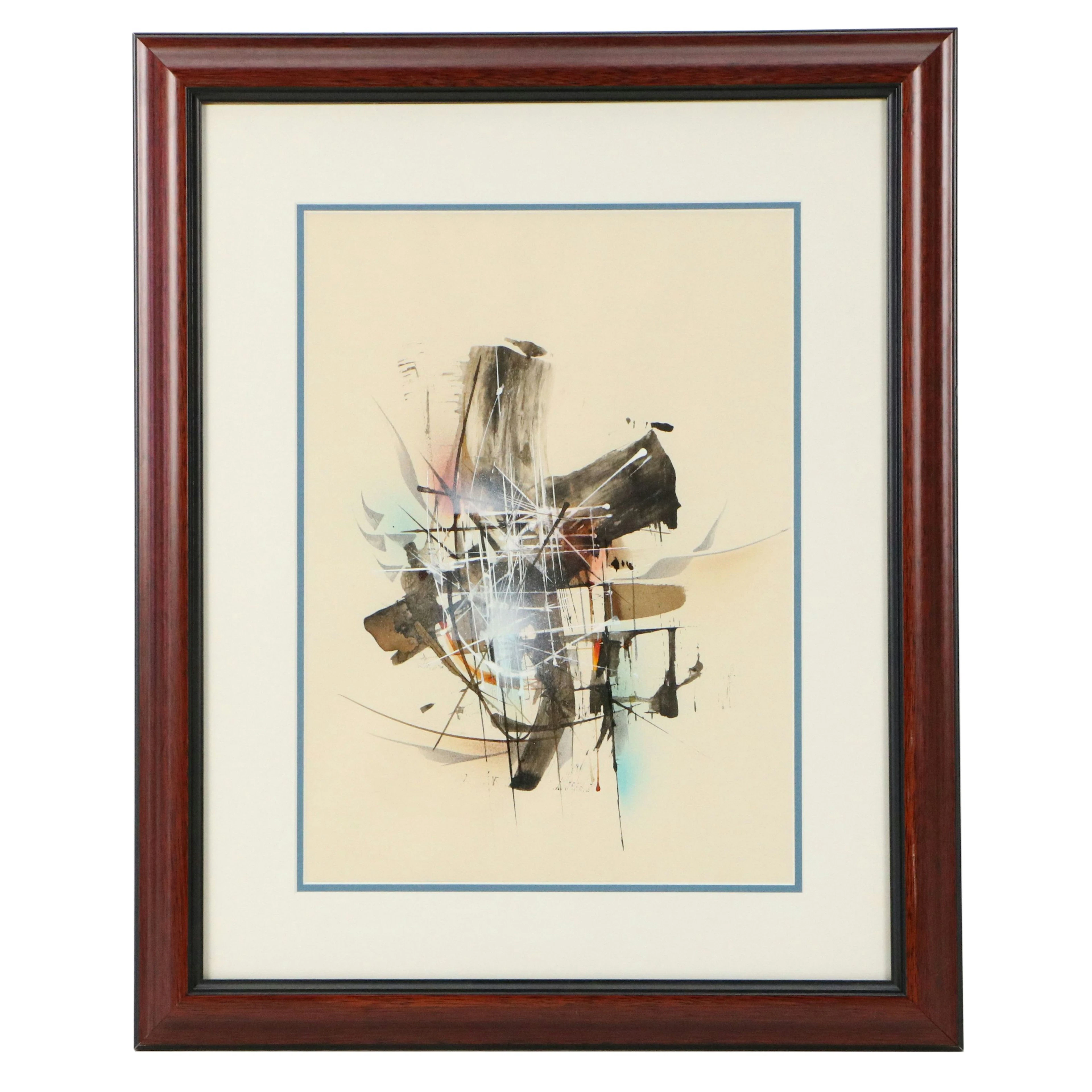 Leonardo Nierman Color Lithograph of Abstract Composition