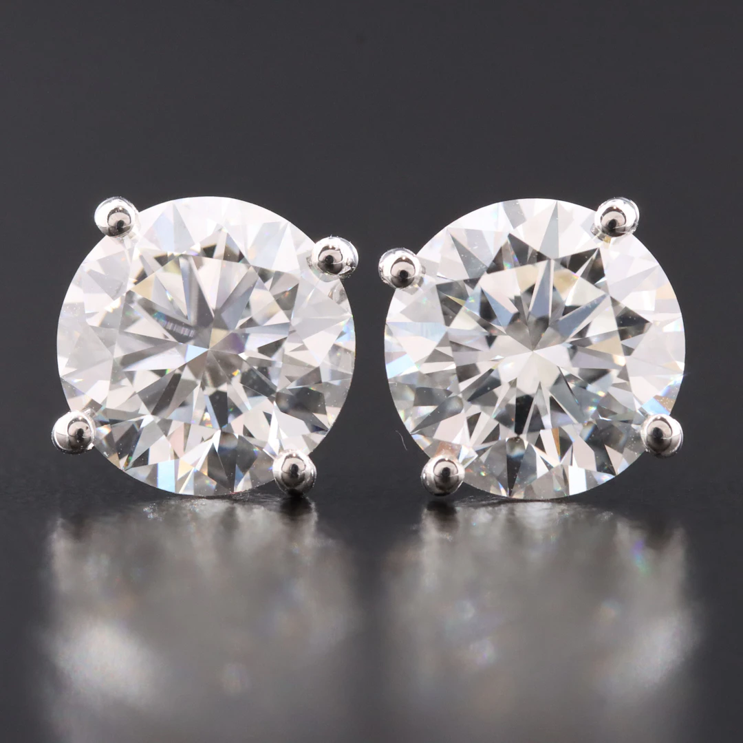 14K 6.16 CTW Lab Grown Diamond Solitaire Earrings with IGI Reports