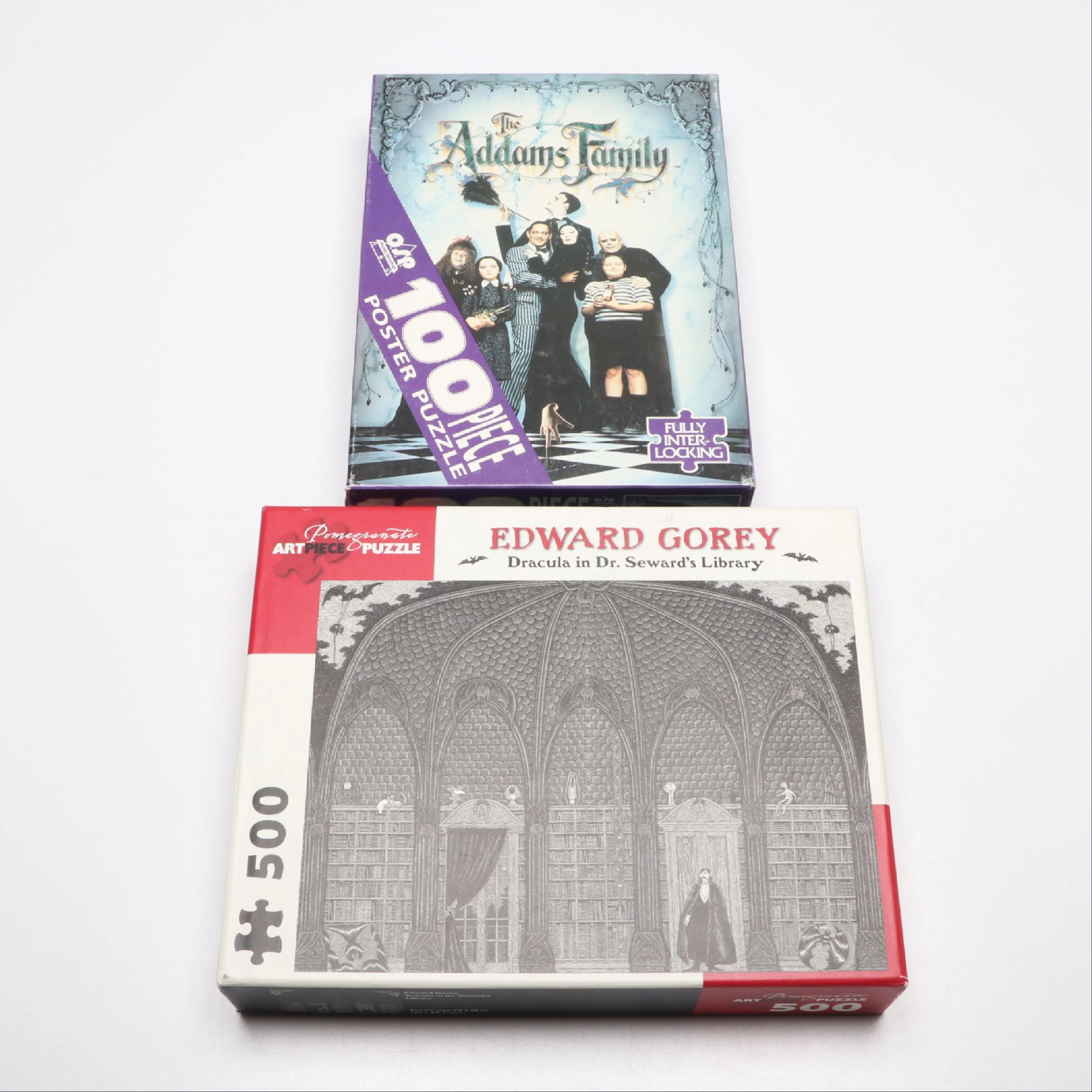 Pomegranate Edward Gorey "Dracula" and OSP "The Addams Family" Puzzles