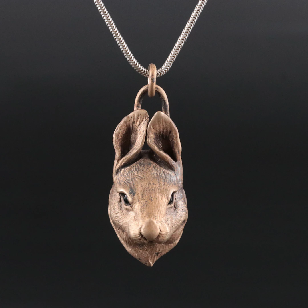 Brook Stone Copper and Sterling Rabbit Totem Necklace
