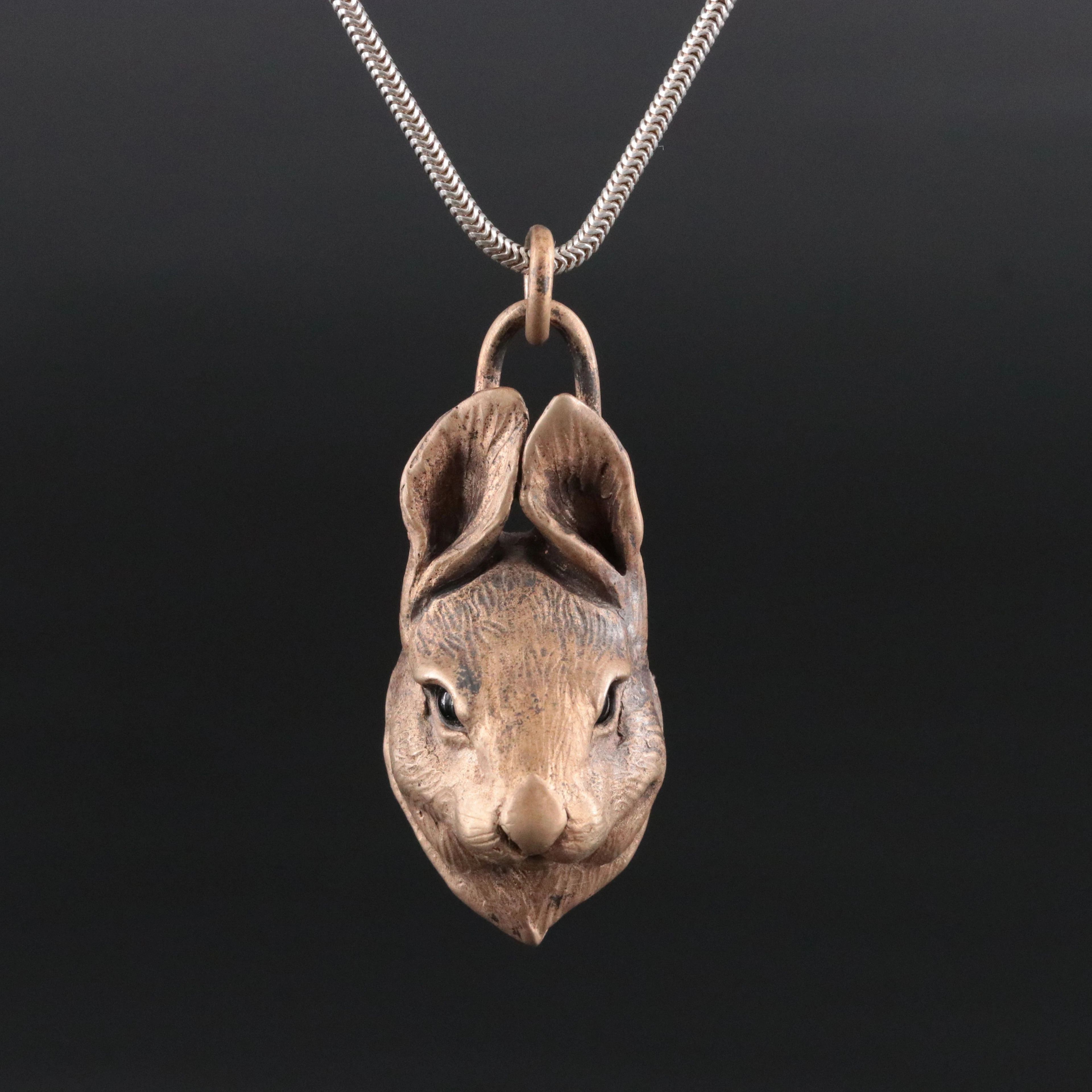 Brook Stone Copper and Sterling Rabbit Totem Necklace