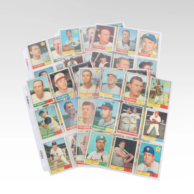 1961 Topps Baseball Cards Featuring Eddie Mathews and Robin Roberts