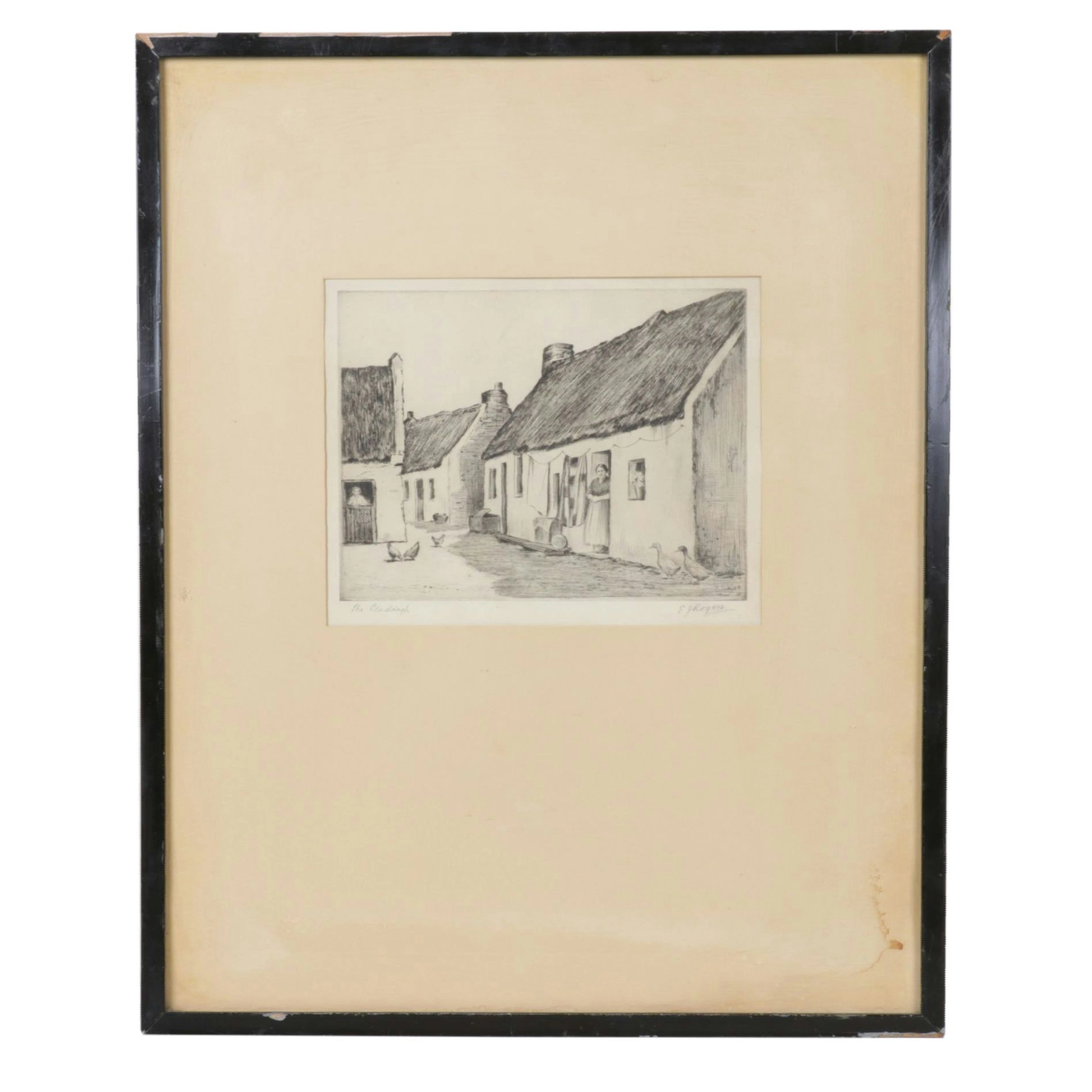 Edward James Rogers "The Claddagh" Etching with Drypoint, Early 20th Century