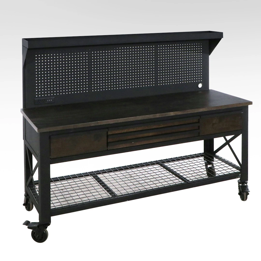 Industrial Style Contemporary Wood and Bench Workbench