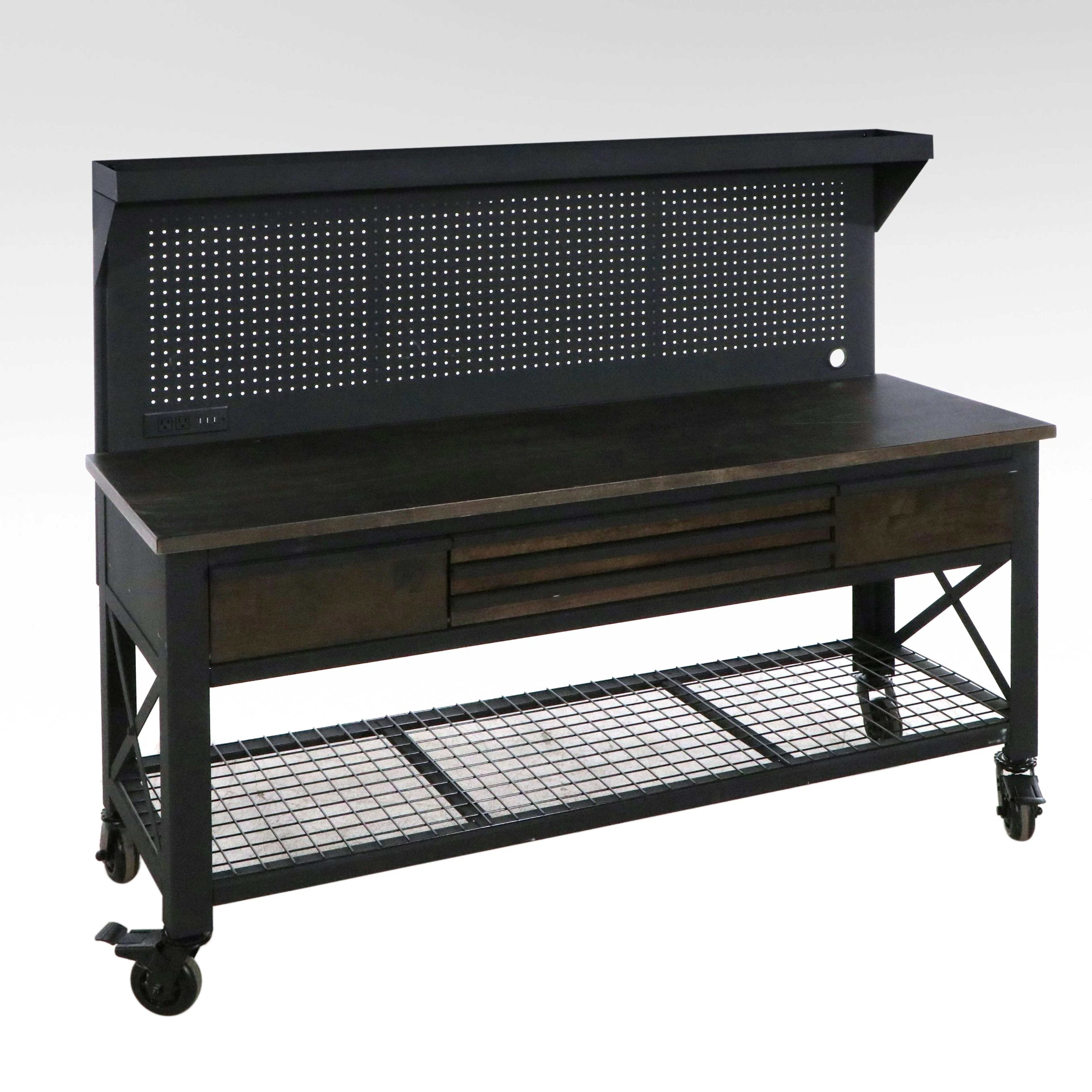 Industrial Style Contemporary Wood and Bench Workbench