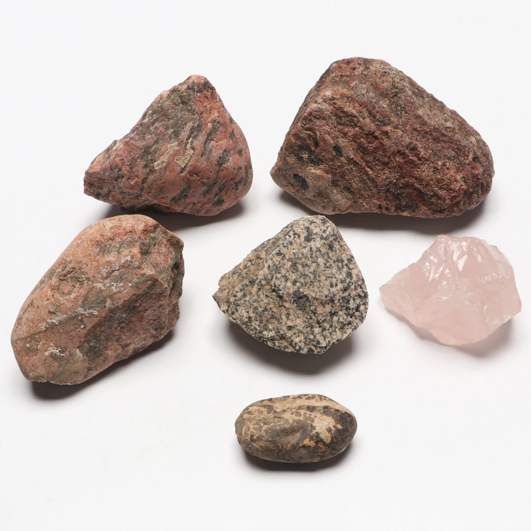 Red Jasper, Rose Quartz and Other Rock Specimens