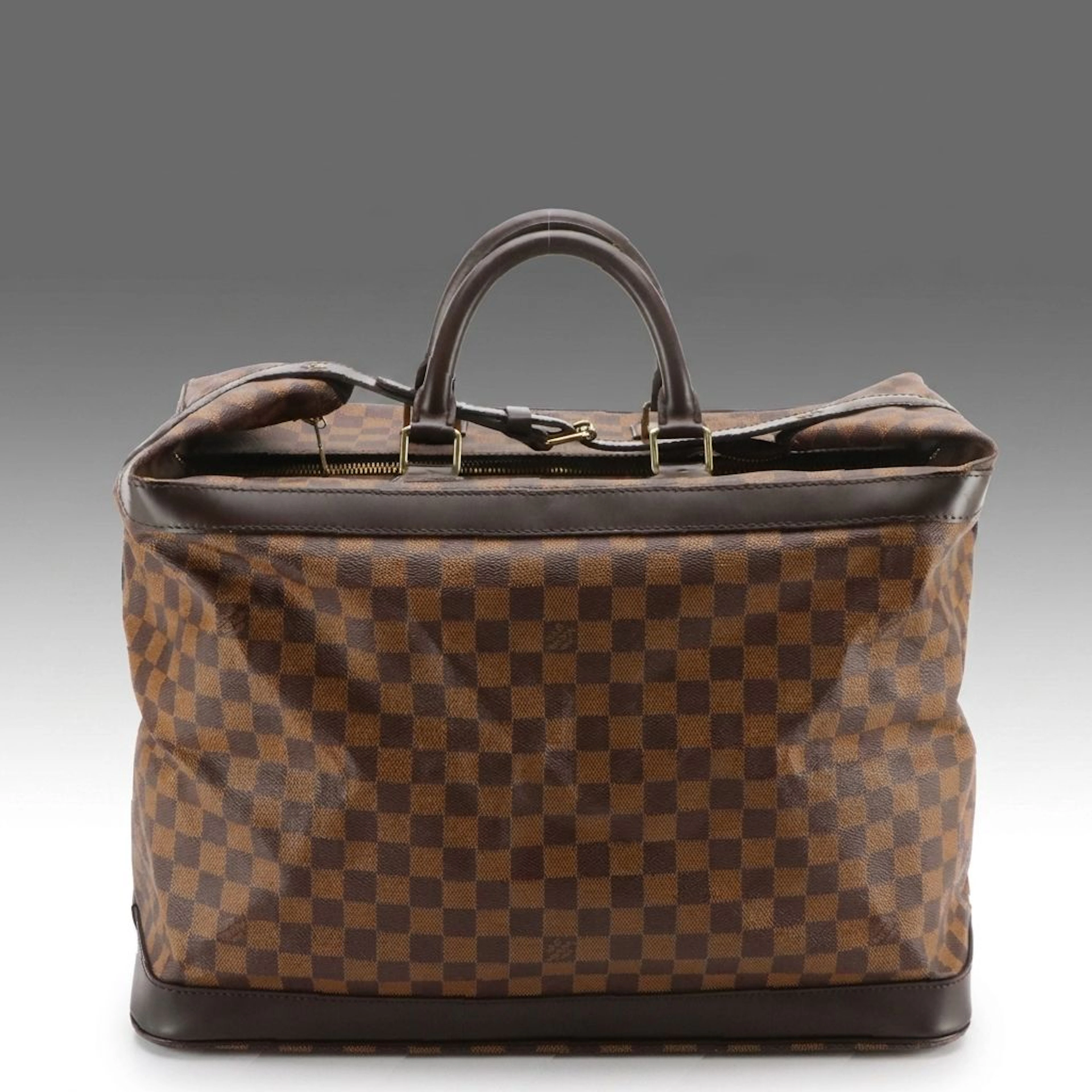 Louis Vuitton Cruiser 45 Top Handle Travel Bag in Damier Ebene Canvas & Leather