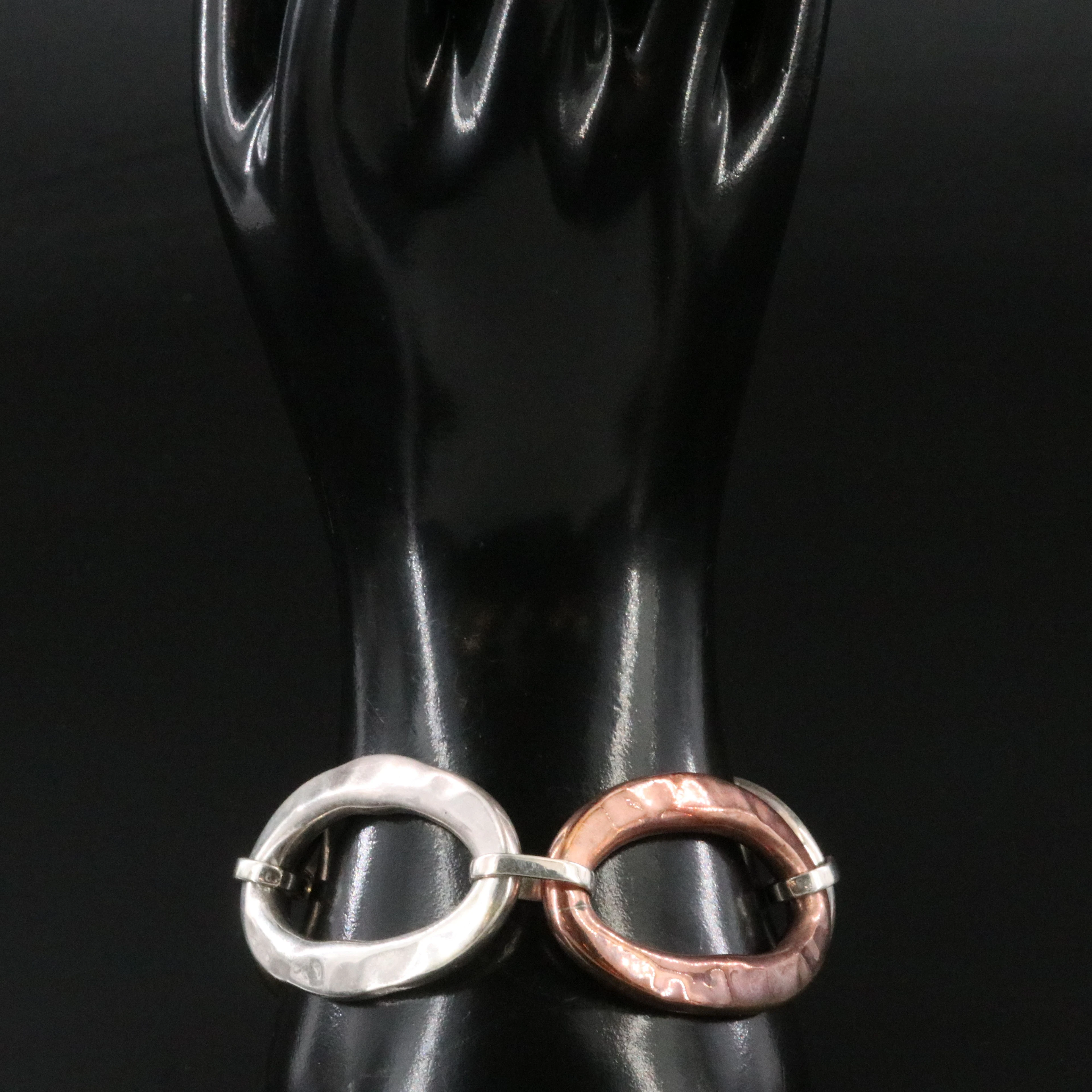 Robert Lee Morris Studio Sterling, Copper and Brass Link Bracelet