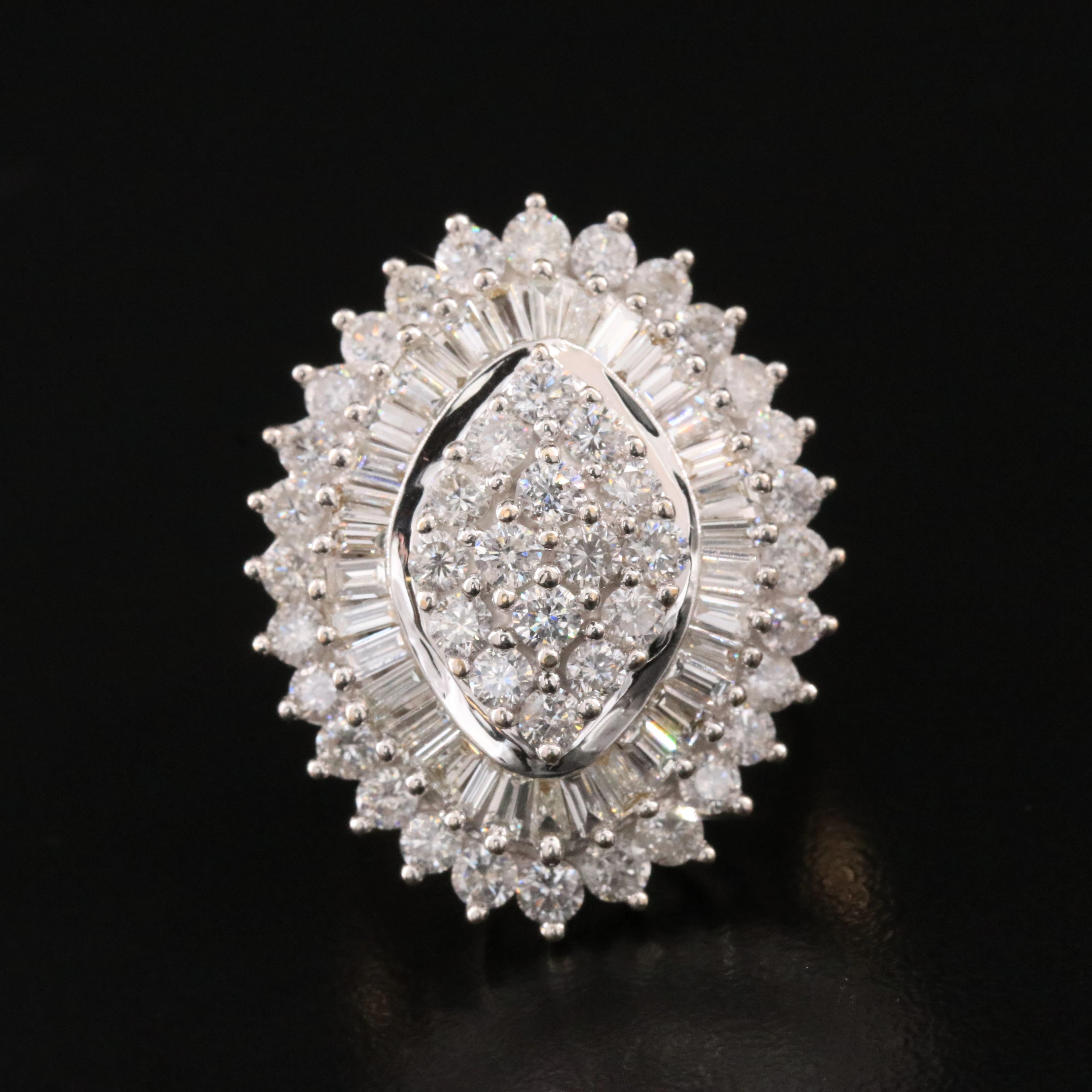 14K 4.08 CTW Diamond Navette Ballerina Ring