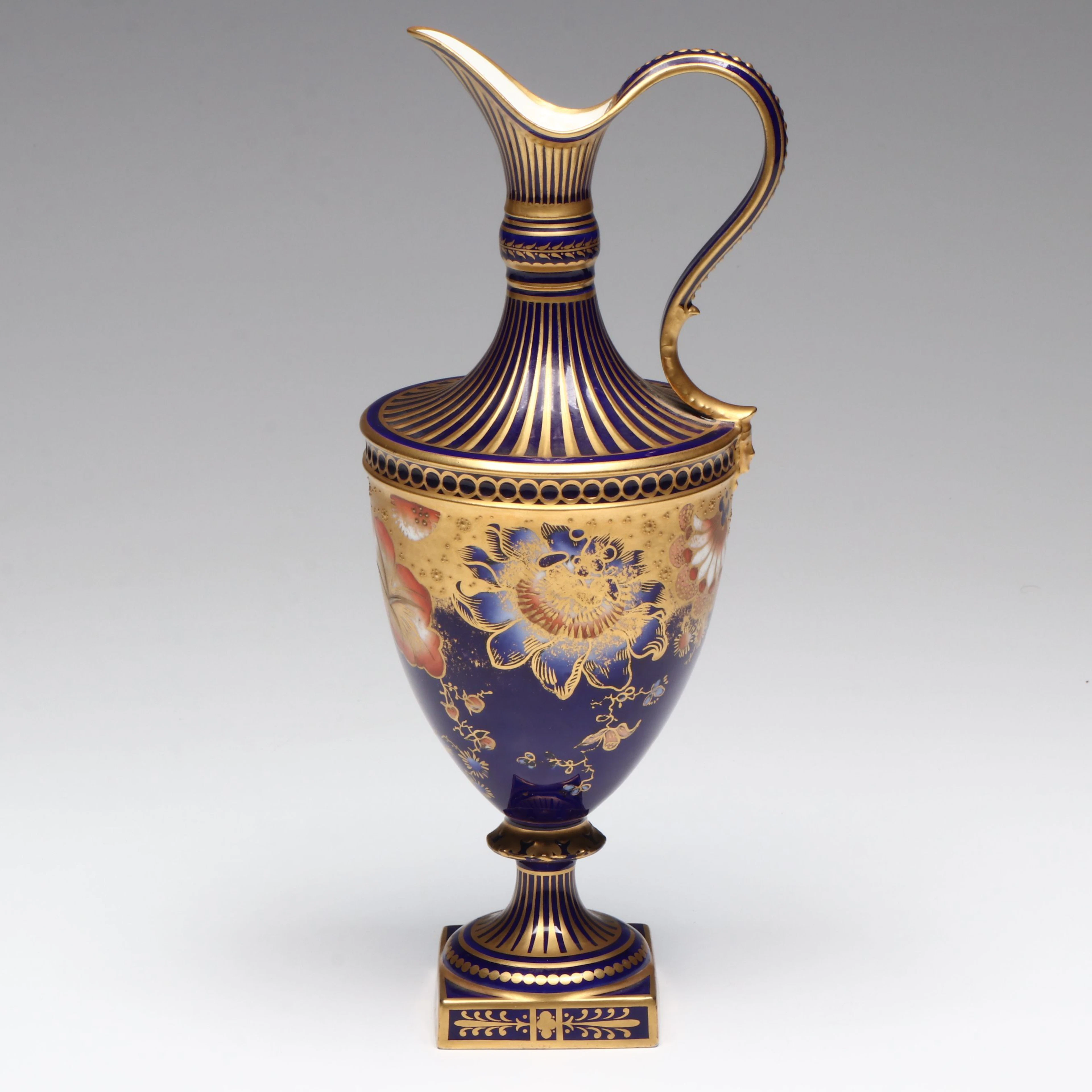 Royal Crown Derby Gilt Cobalt Bone China Ewer, Late 19th/Early 20th Century