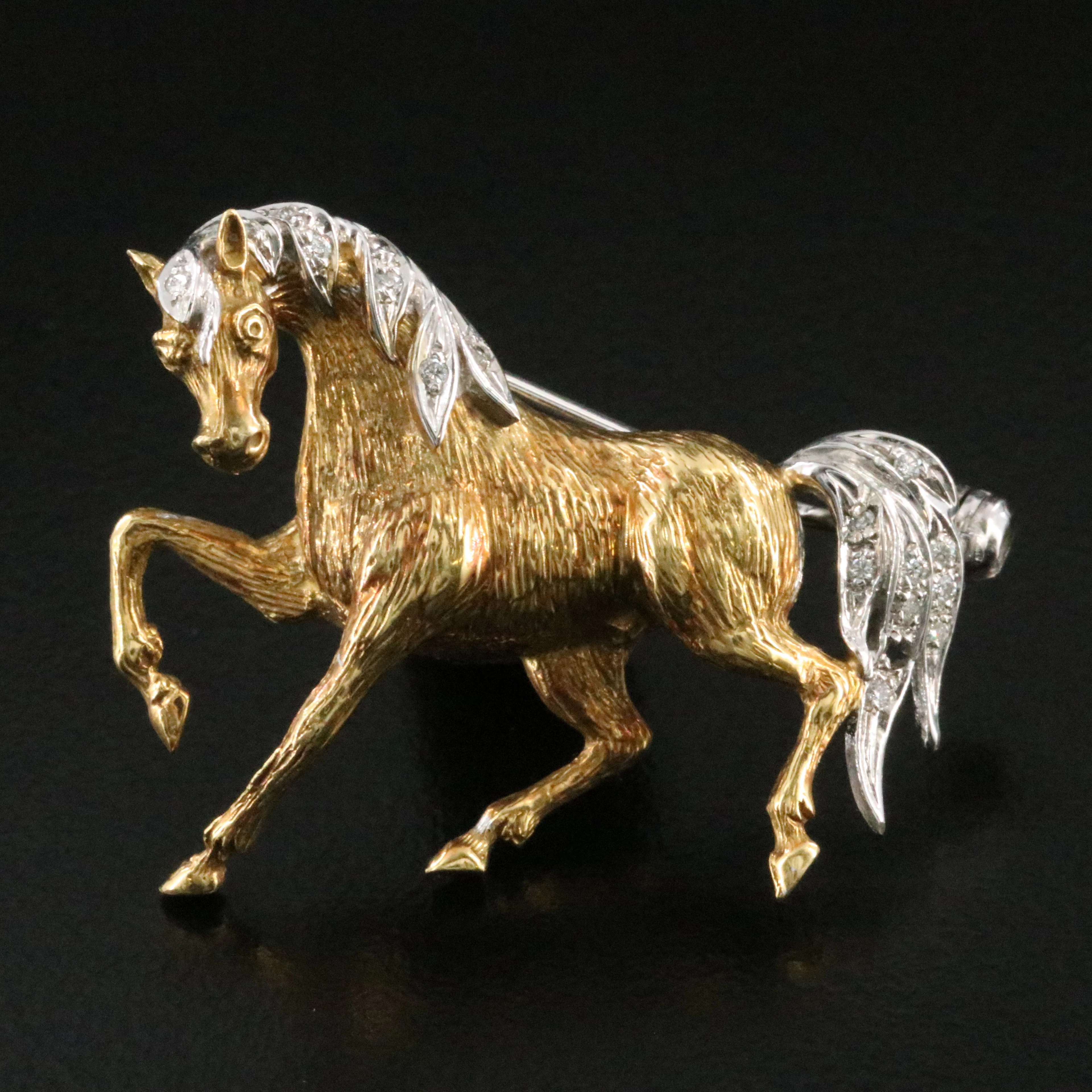18K 0.08 CTW Diamond Horse Brooch