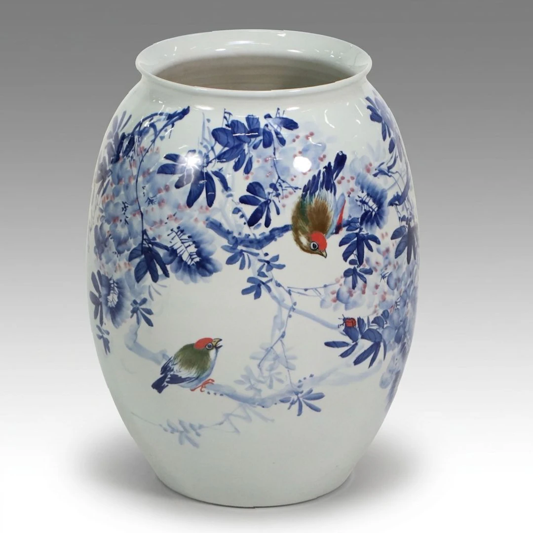Chinese Ornate Ovoid Porcelain Vase, 20th Century