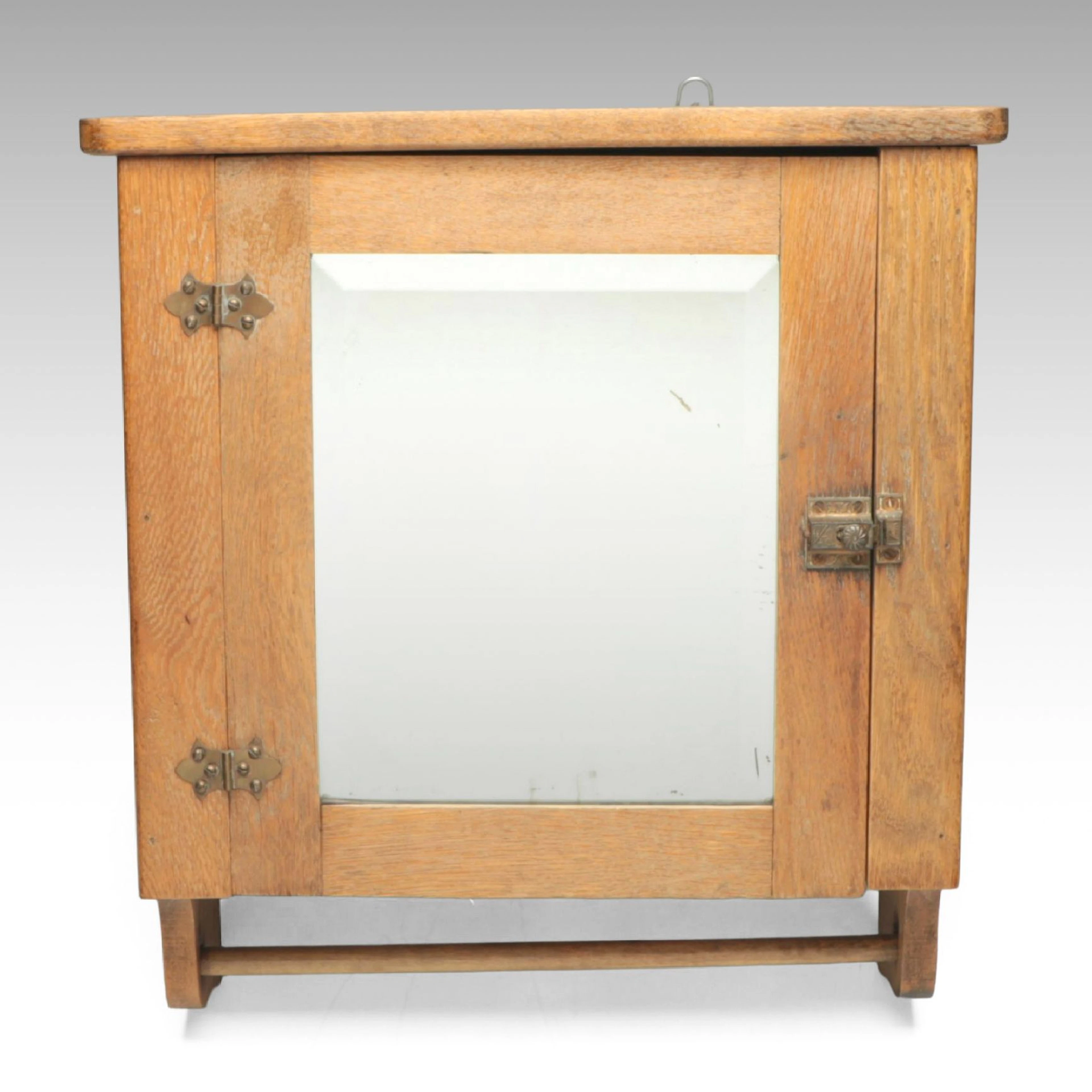 Wooden Mirrored Bathroom Wall Cupboard, Mid to Late 20th C.