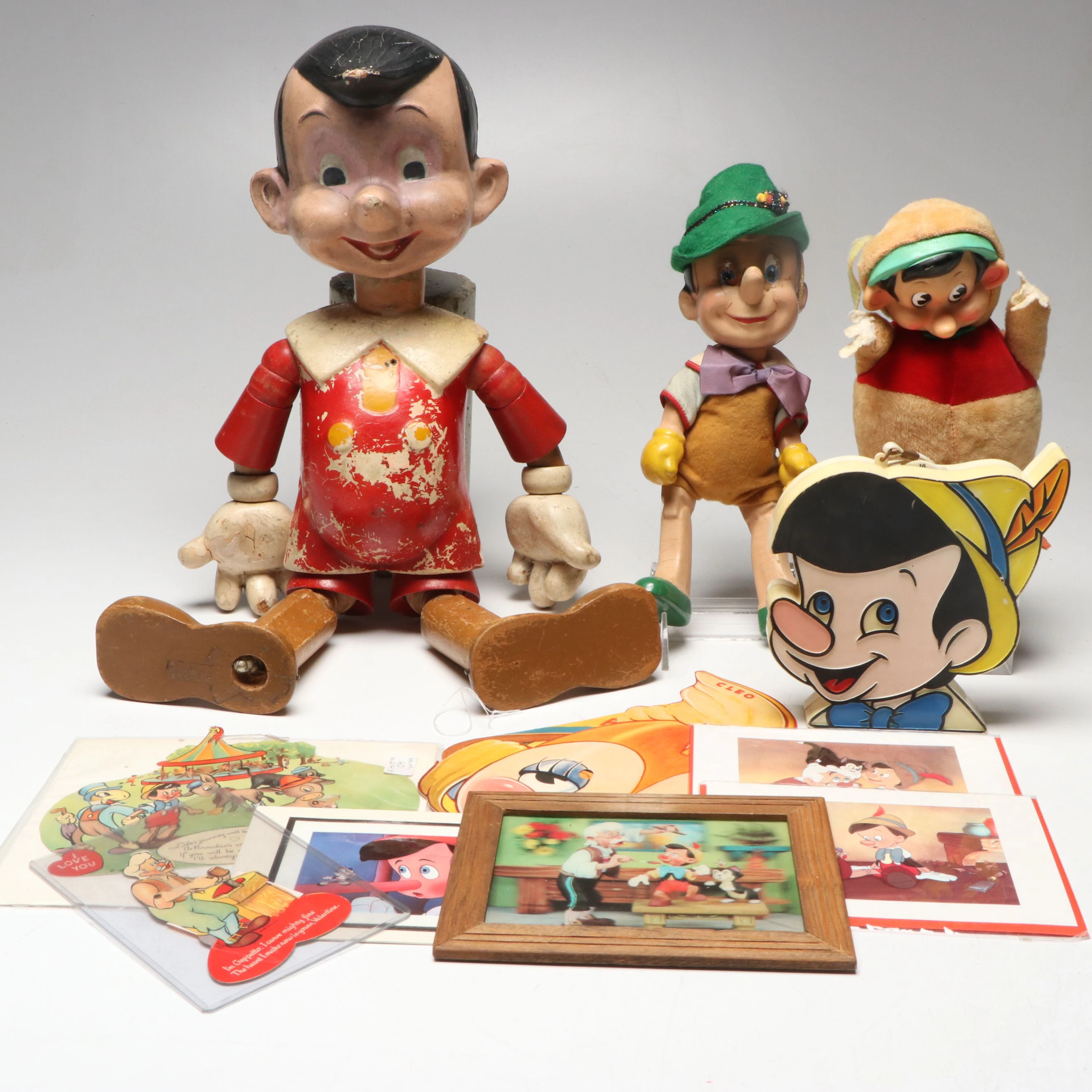 Pinocchio Jointed Wood Doll with Gillette Promo Masks and More Collectibles