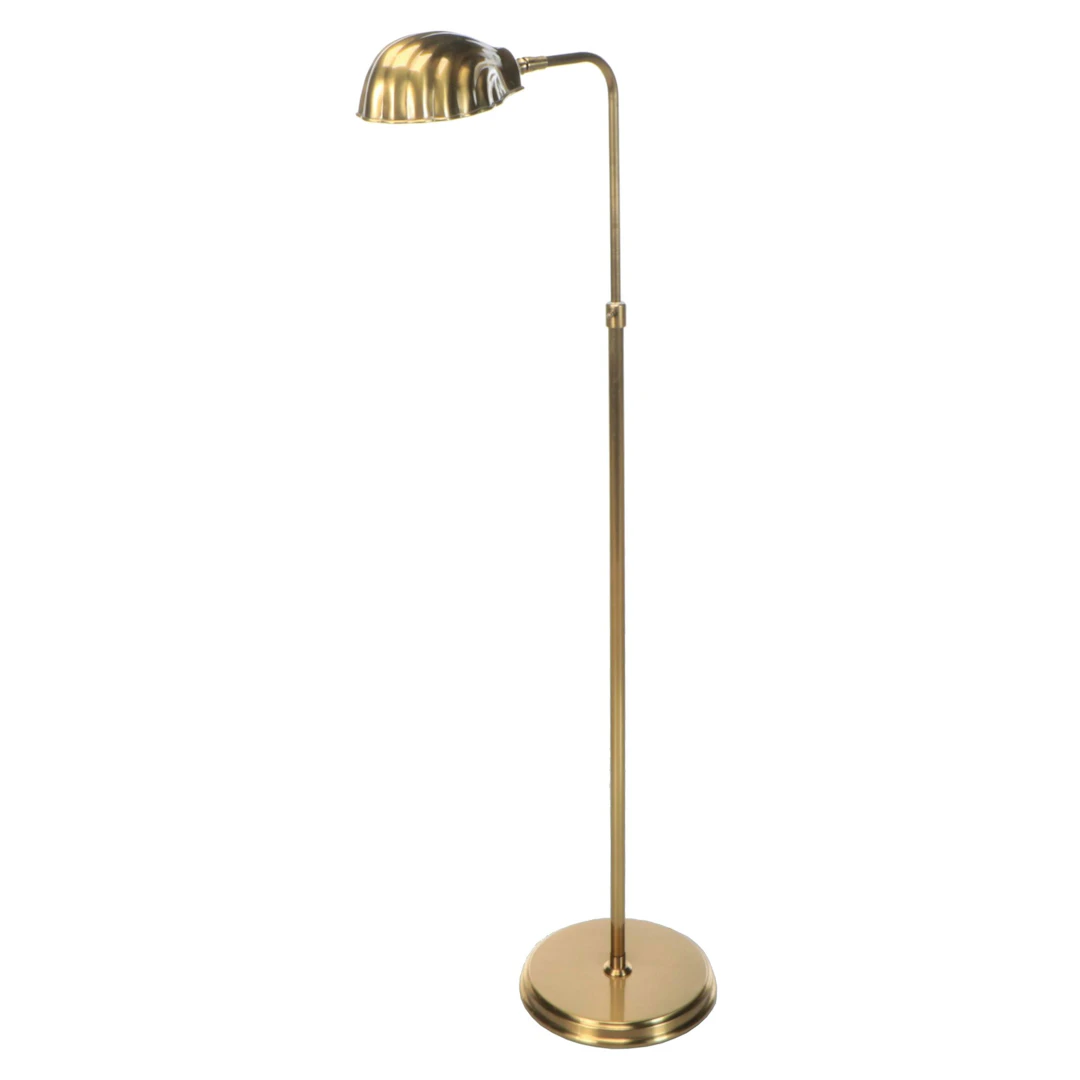 Brass Clam Shell Pharmacy Floor Lamp, Vintage