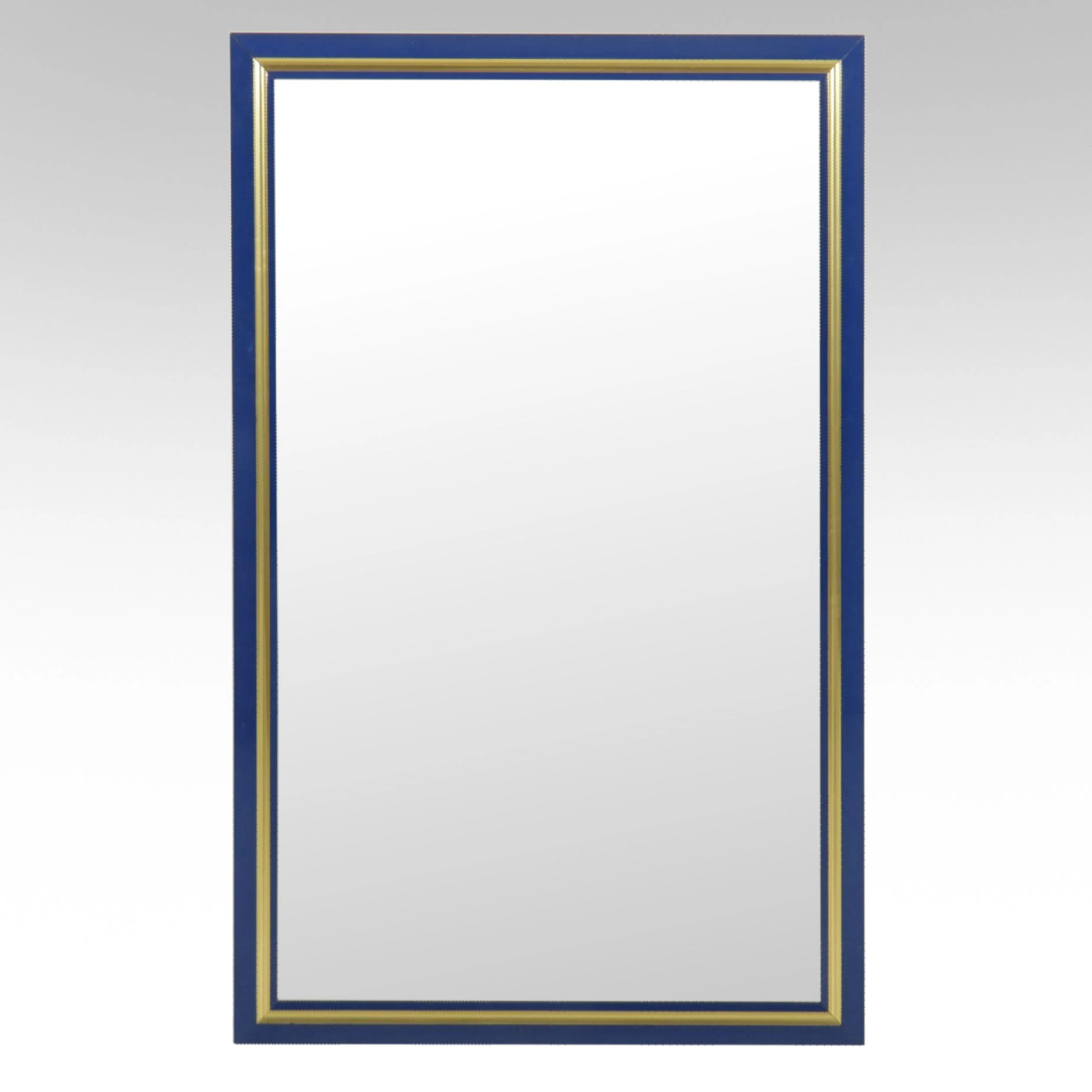 Traditional Style Mirror with Blue and Gold Wooden Frame