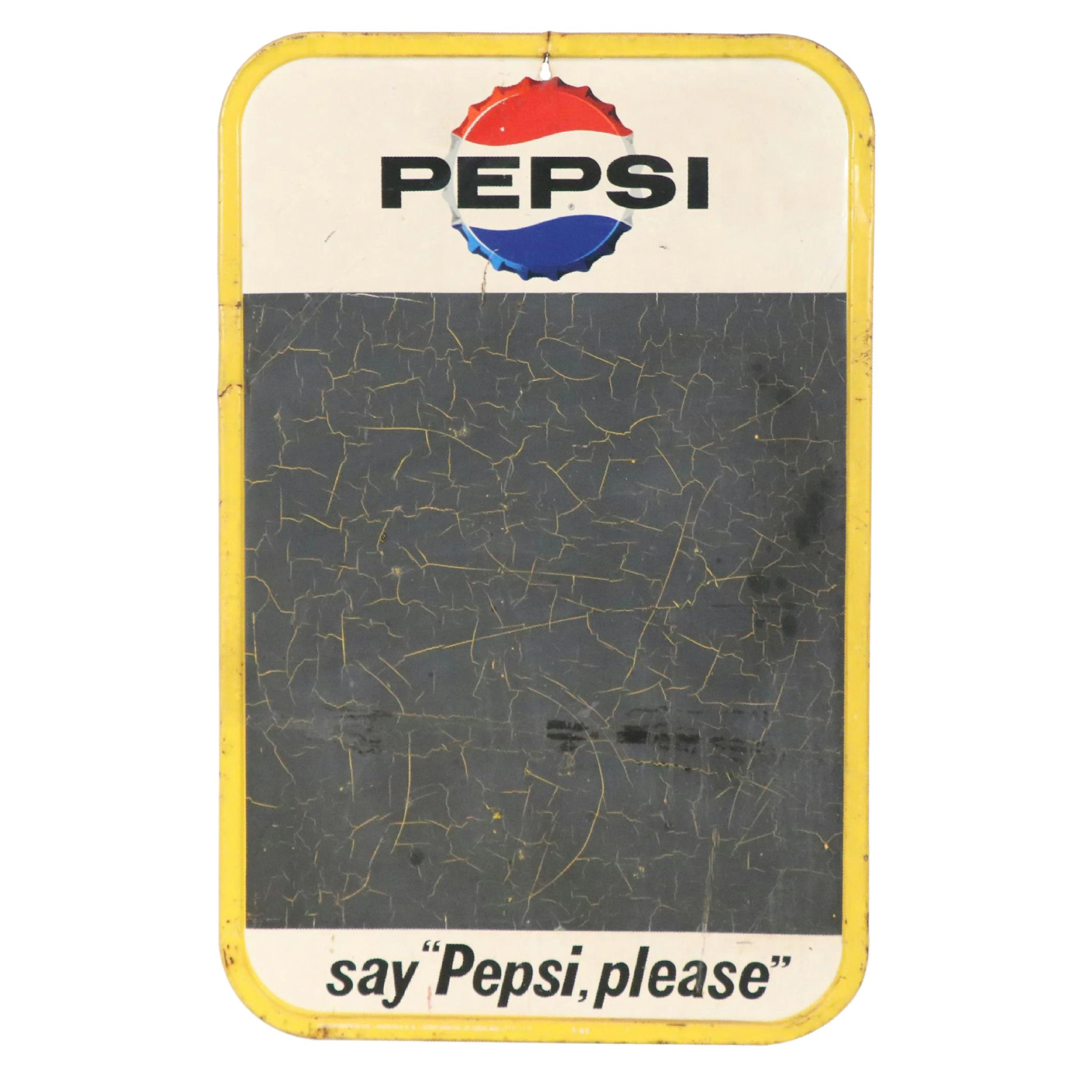 Pepsi "Say Pepsi, Please" Metal Advertising Sign, 1965