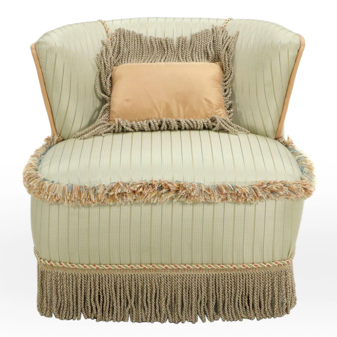 Napoleon III Style Fringe Skirted Swivel Chair
