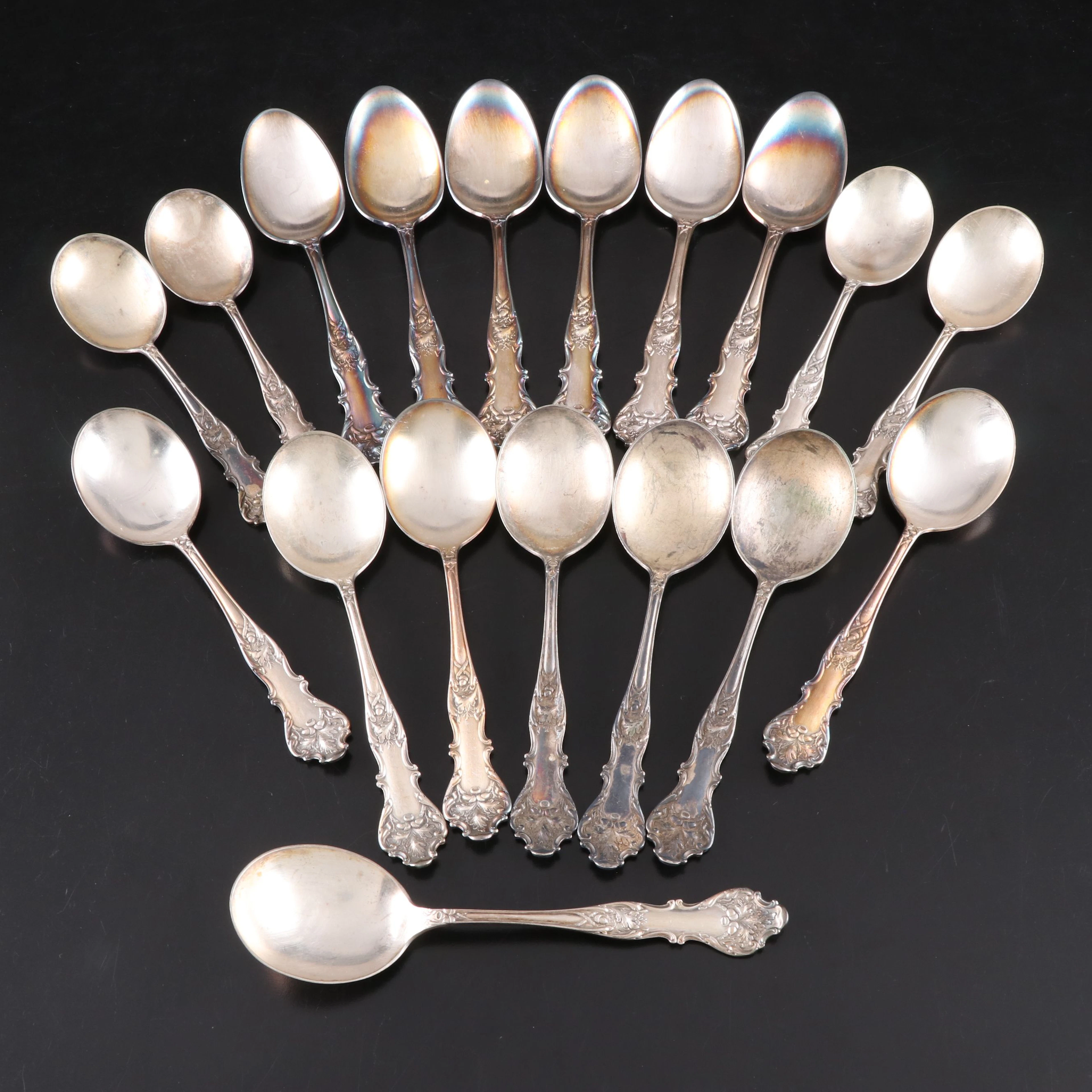 Rogers Bros. "Charter Oak" Silver Plated Soup and Serving Spoons, Early 20th C.
