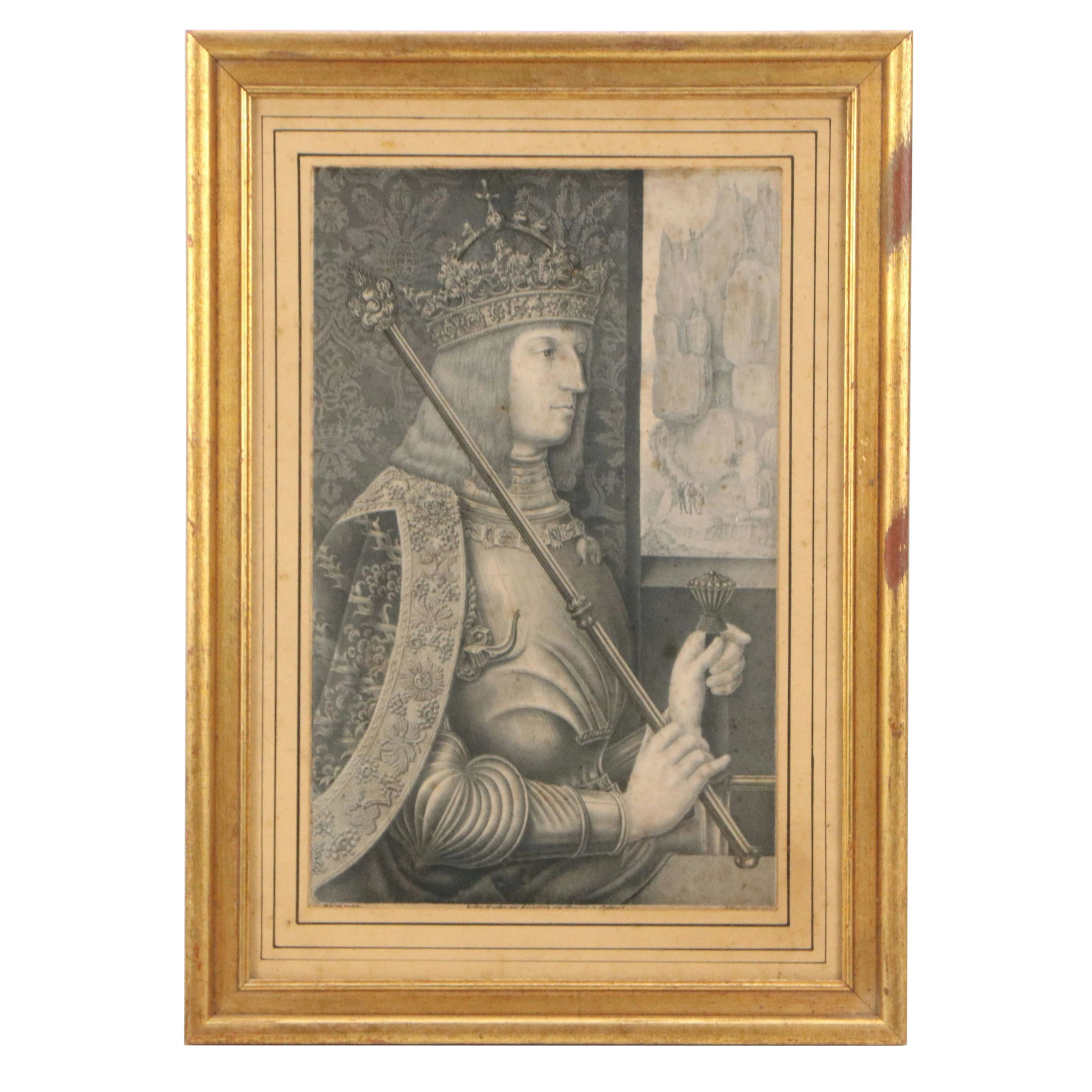 Portrait Lithograph After Johann Walsh of Emperor Maximilian I, 1825